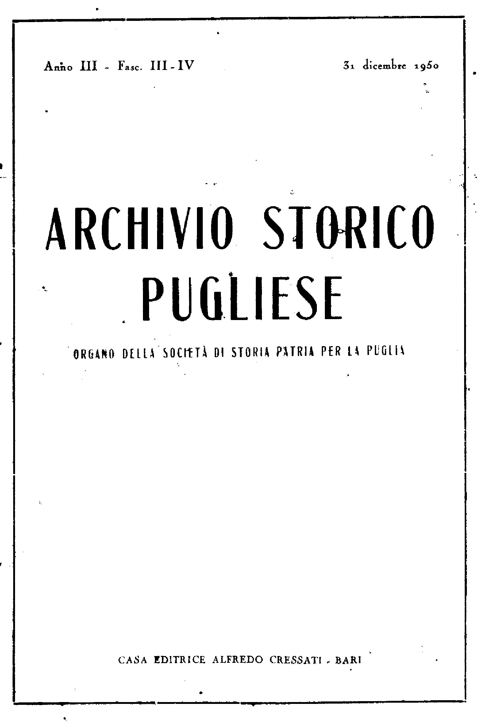 1950 Archivio Storico_Anno III_fasc. III e IV