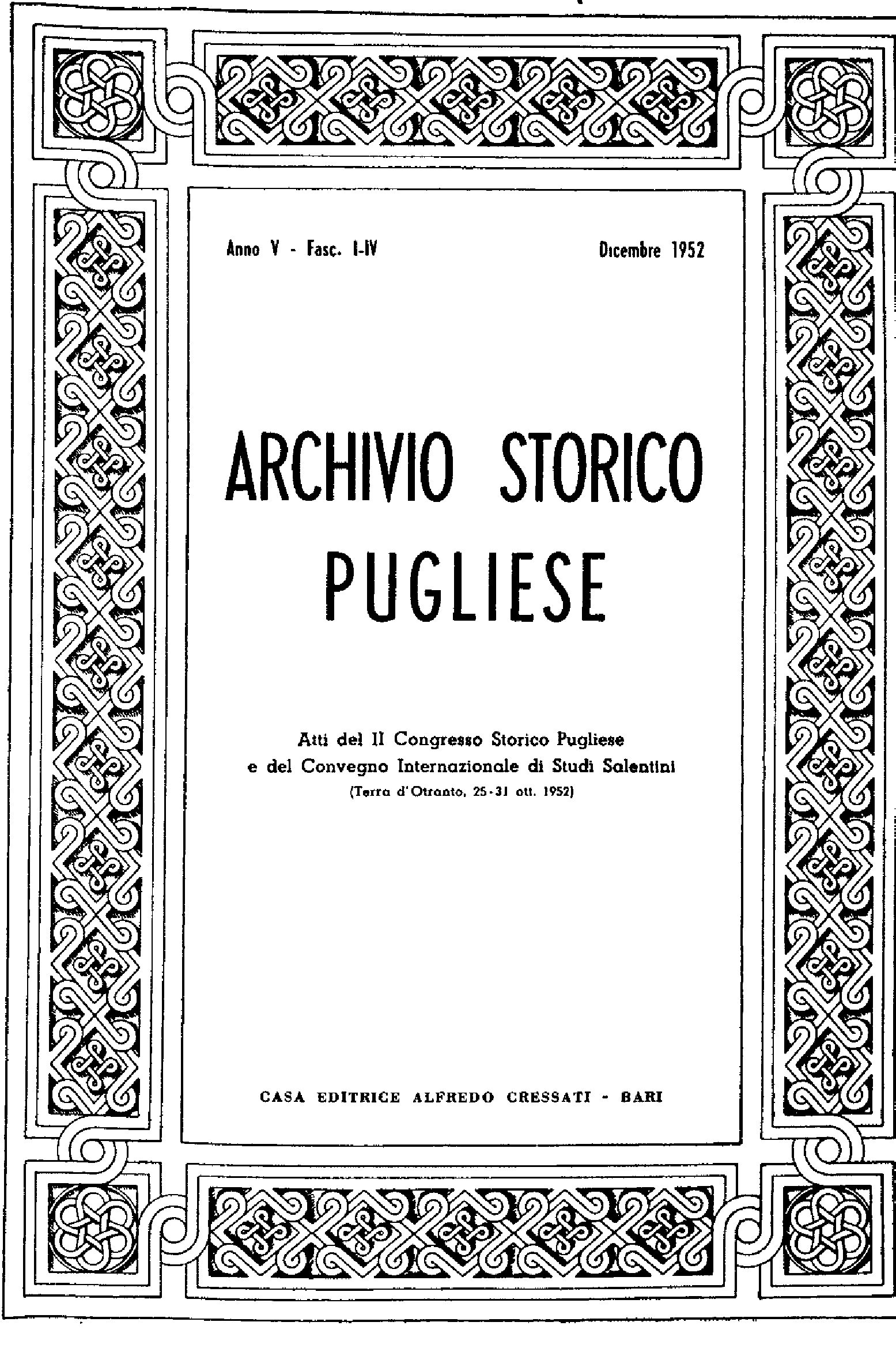 1952 Archivio Storico_Anno V_fasc. I a IV