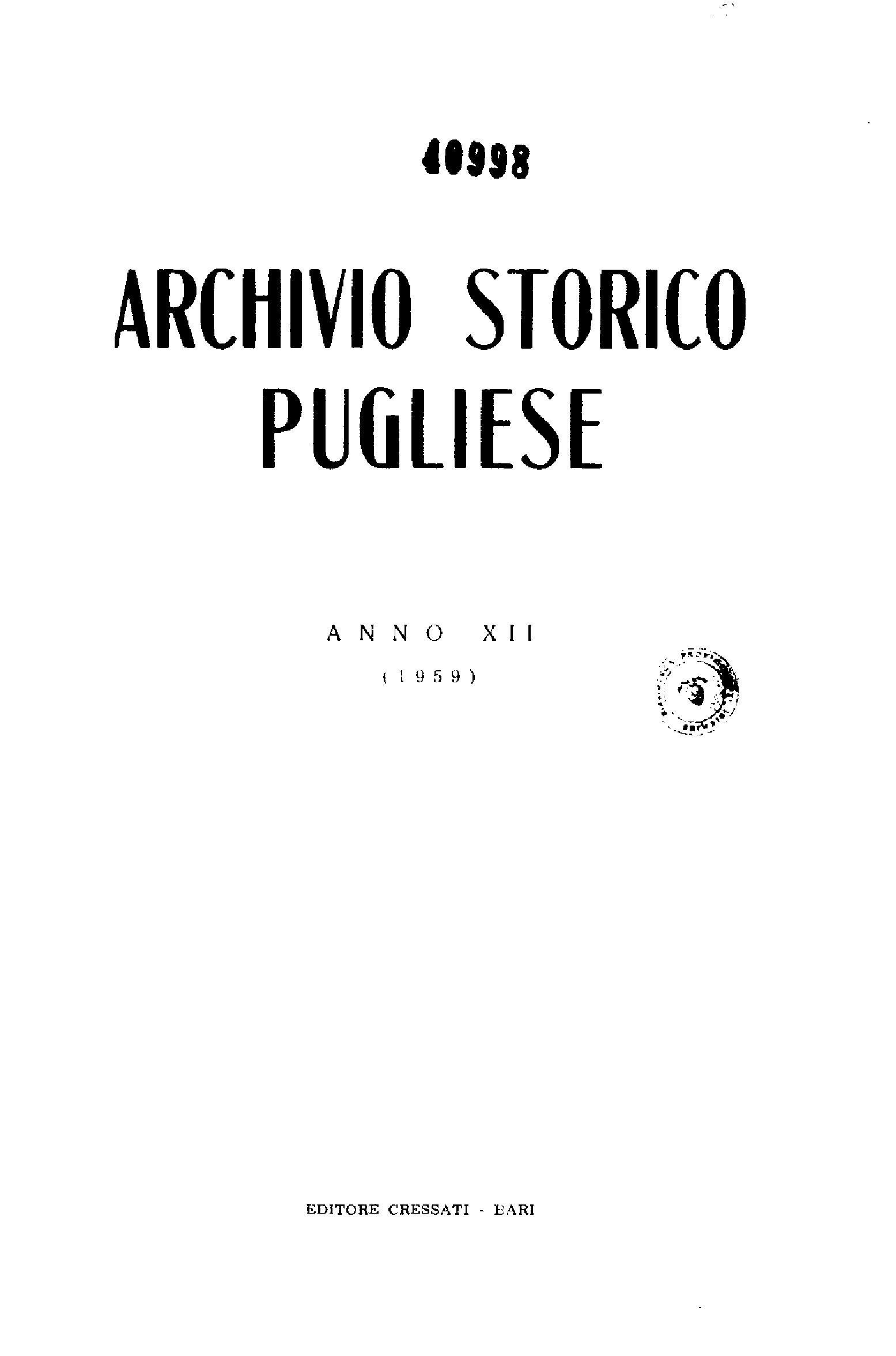 1959 Archivio Storico_Anno XII fasc. I a IV_