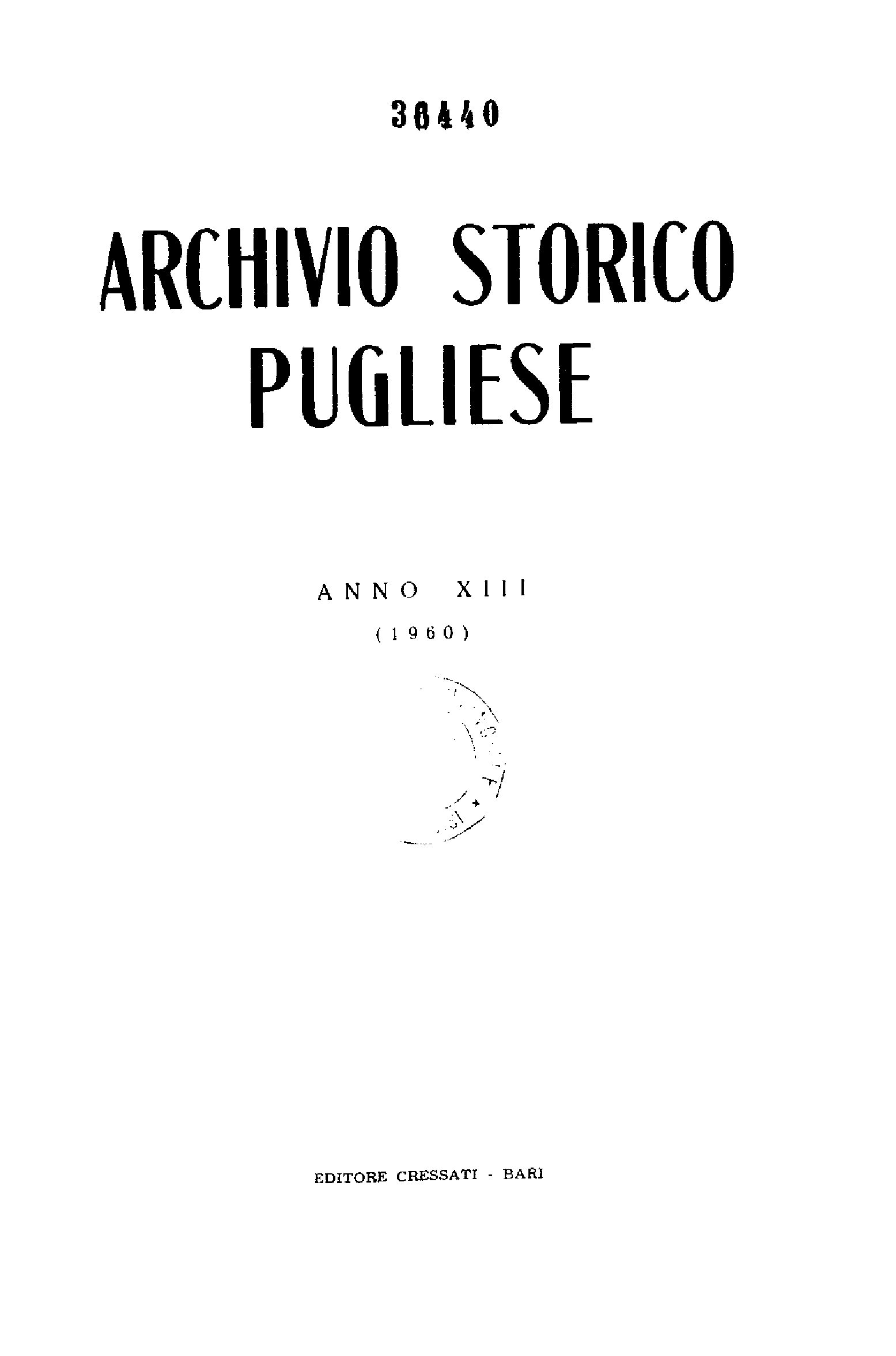 1960 Archivio Storico_Anno XIII