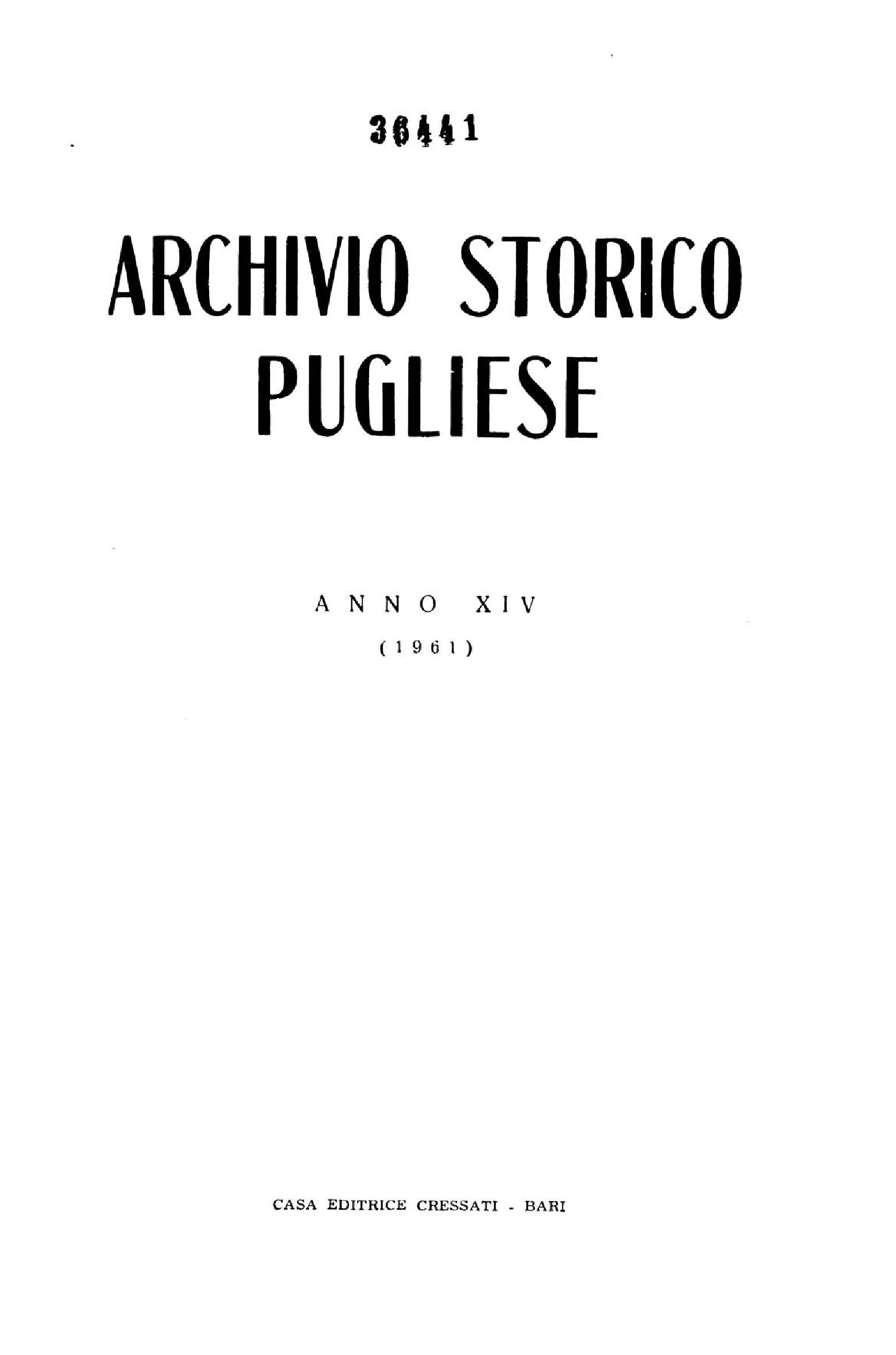 1961 Archivio Storico_Anno XIV