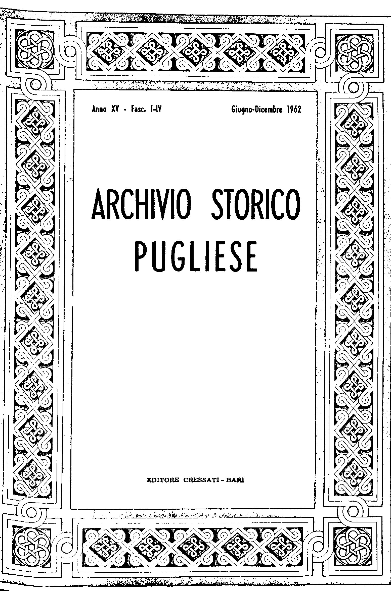 1962 Archivio Storico_Anno XV_fasc. I a IV