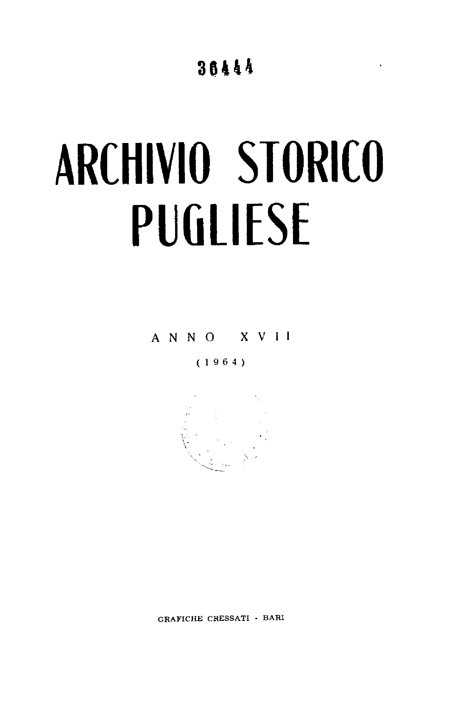 1964 Archivio Storico_Anno XVII fasc. I a IV