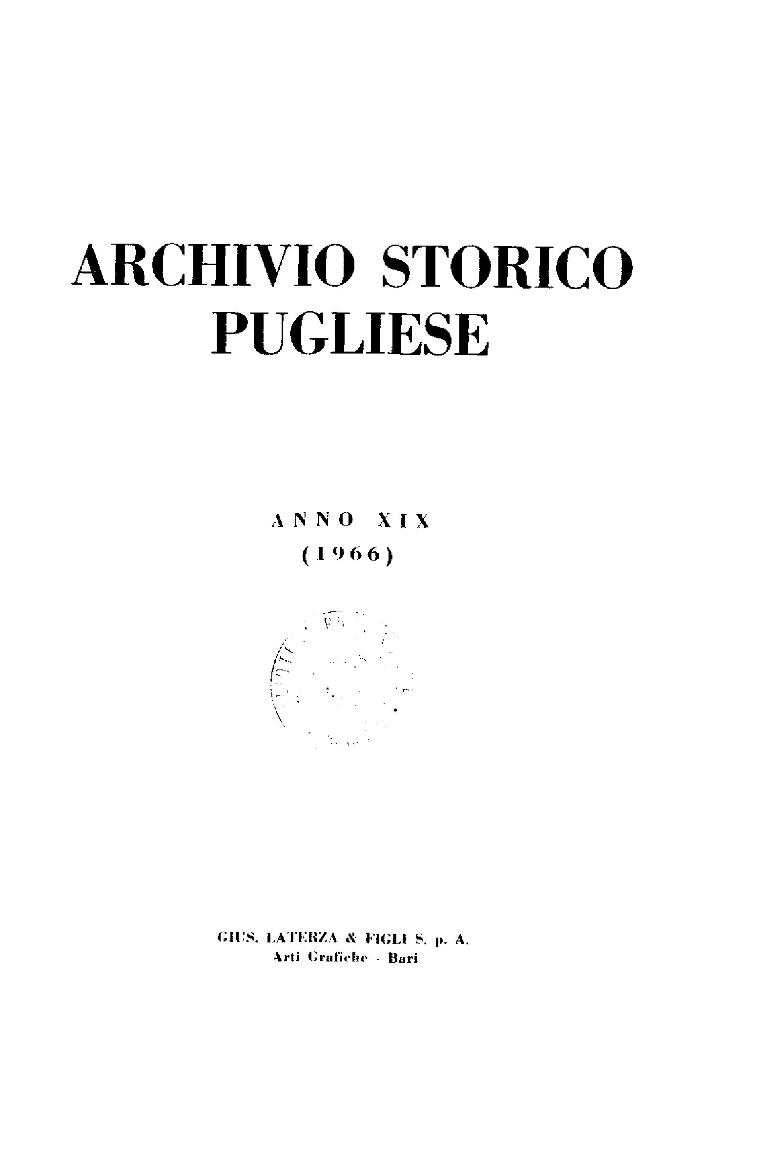 1966 Archivio Storico_Anno XIX fasc. 1 a IV