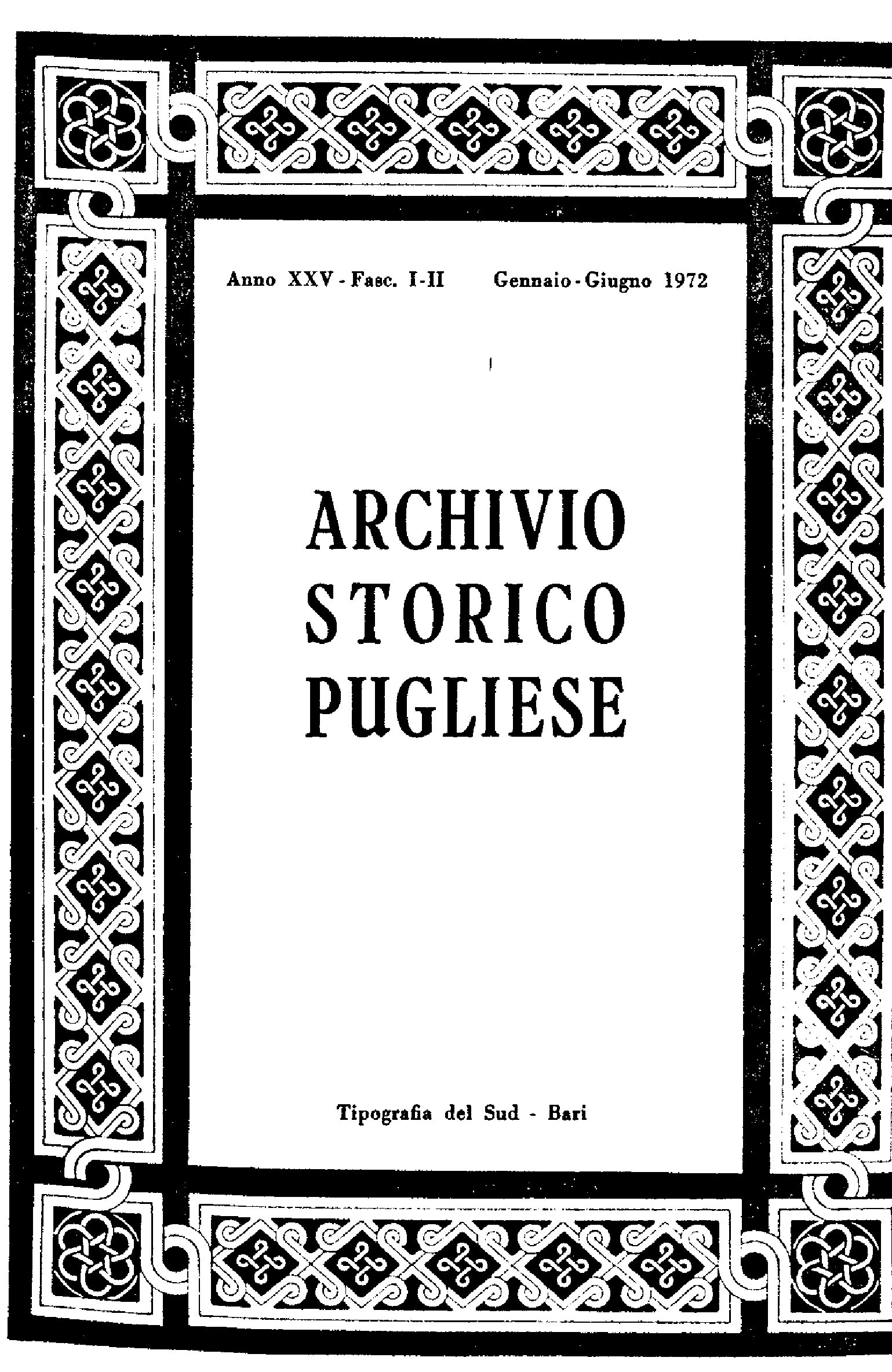 1972 Archivio Storico_Anno XXV_fasc. I e II
