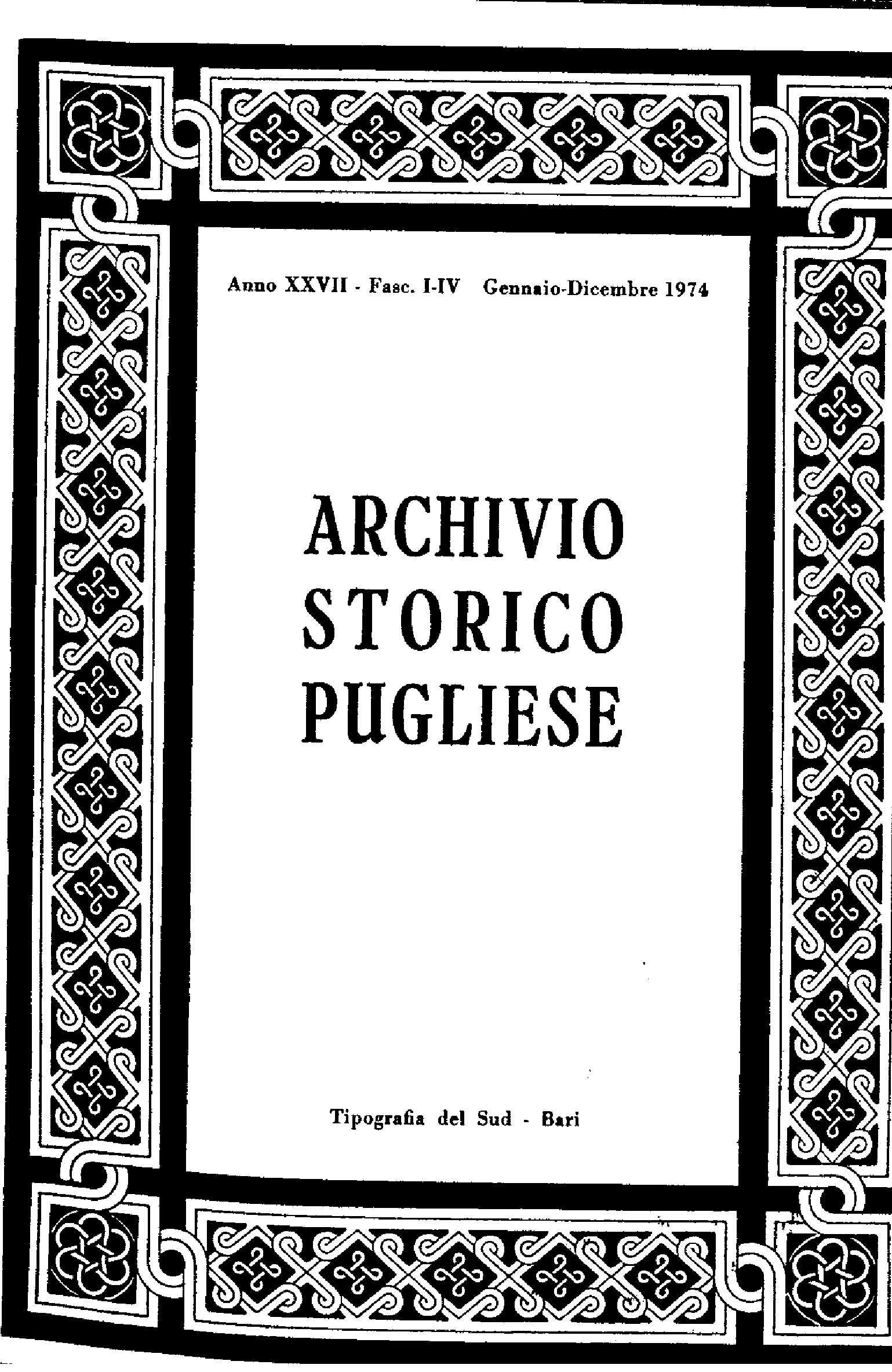 1974 Archivio Storico_Anno XXVII_fasc. I a IV