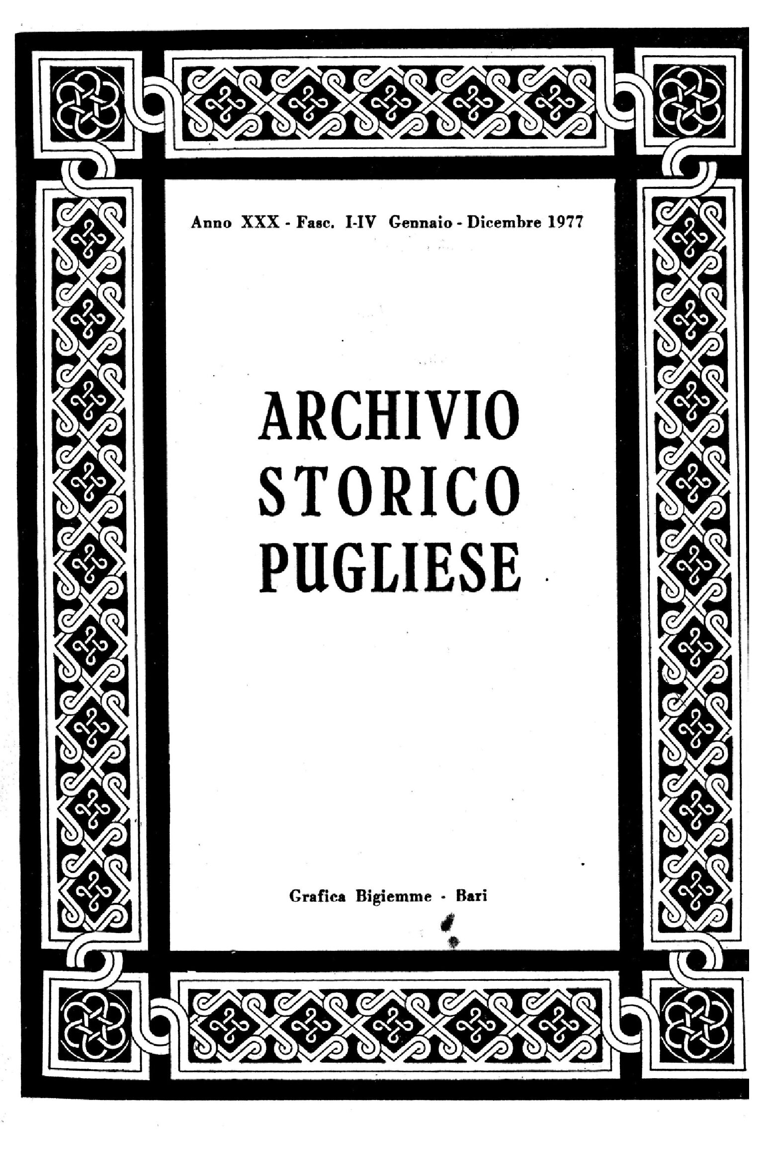 1977 Archivio Storico_Anno XXX_fasc. I a IV