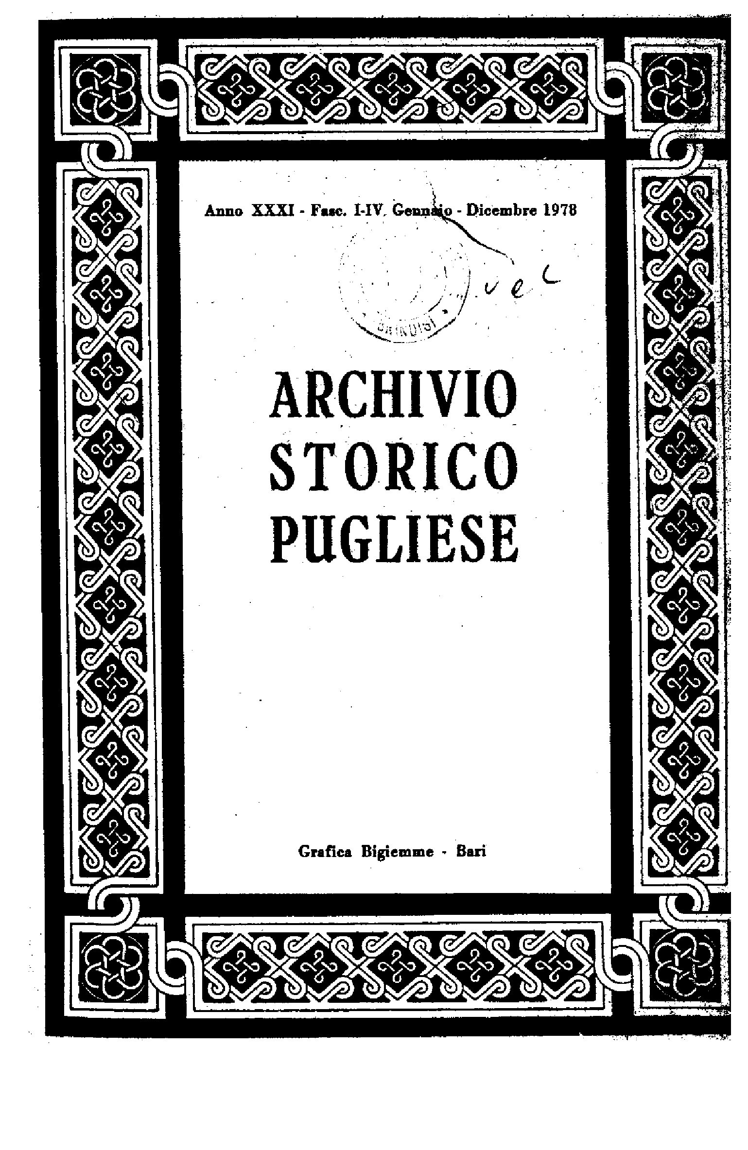 1978 Archivio Storico_Anno XXXI_fasc. I a IV