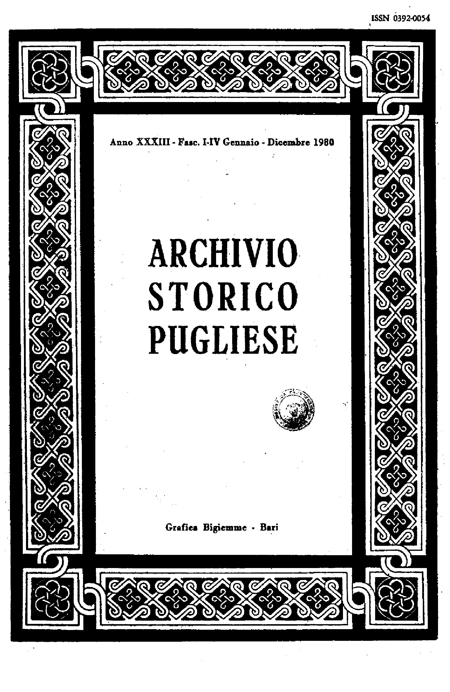1980 Archivio Storico_Anno XXXIII_fasc. I a IV