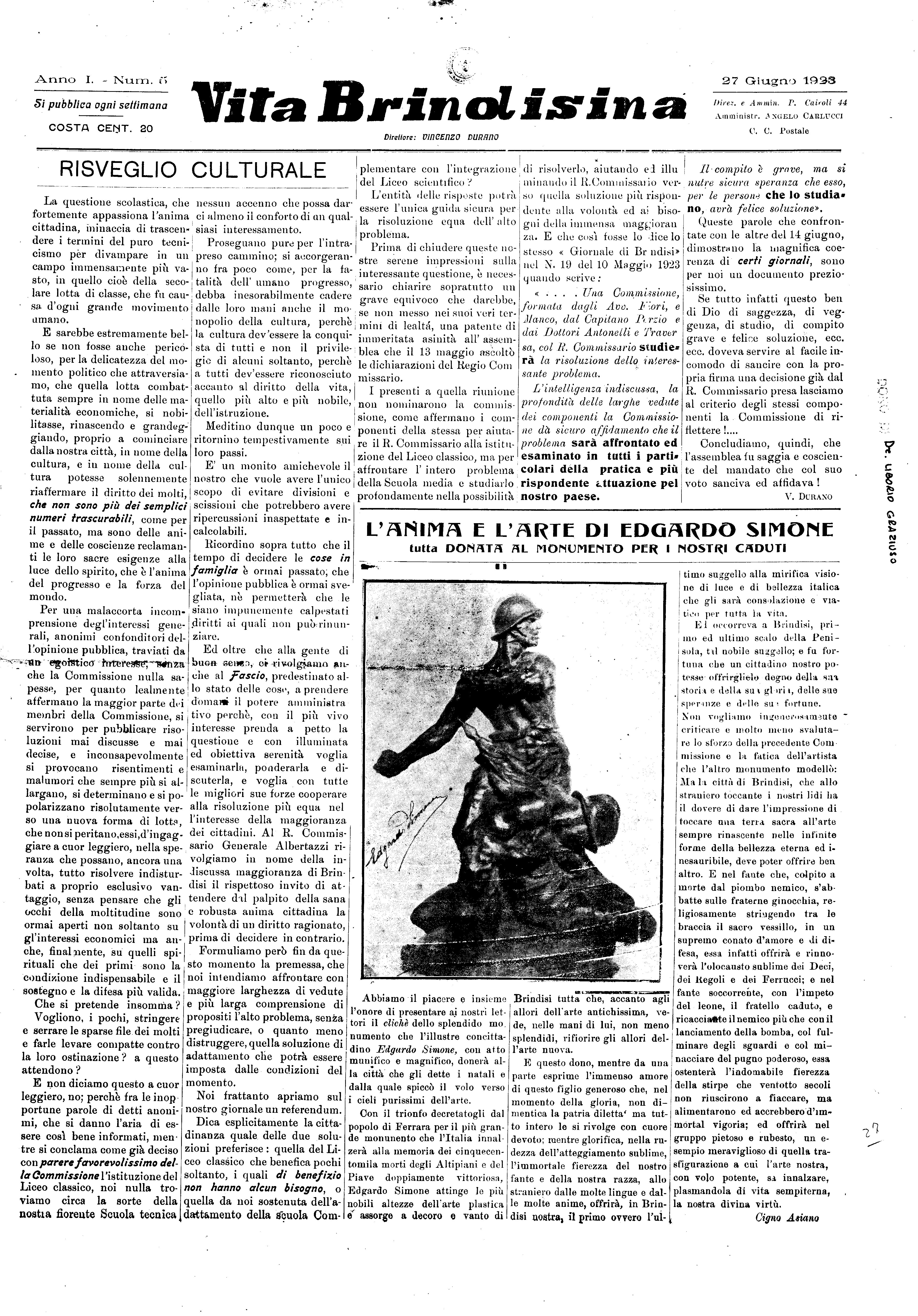 A. 01, n. 05 (27 Giu. 1923)