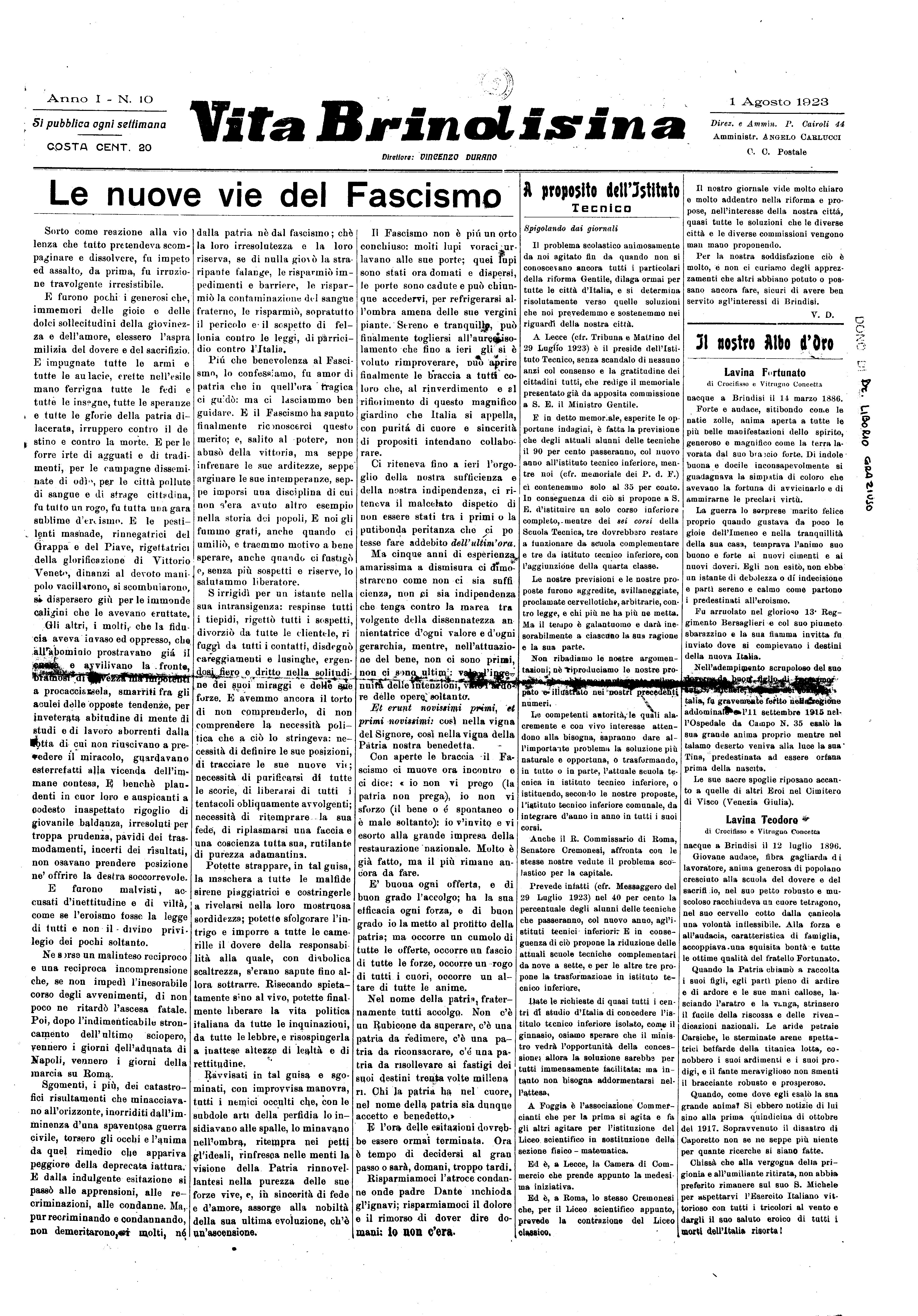 A. 01, n. 10 (01 Ago. 1923)