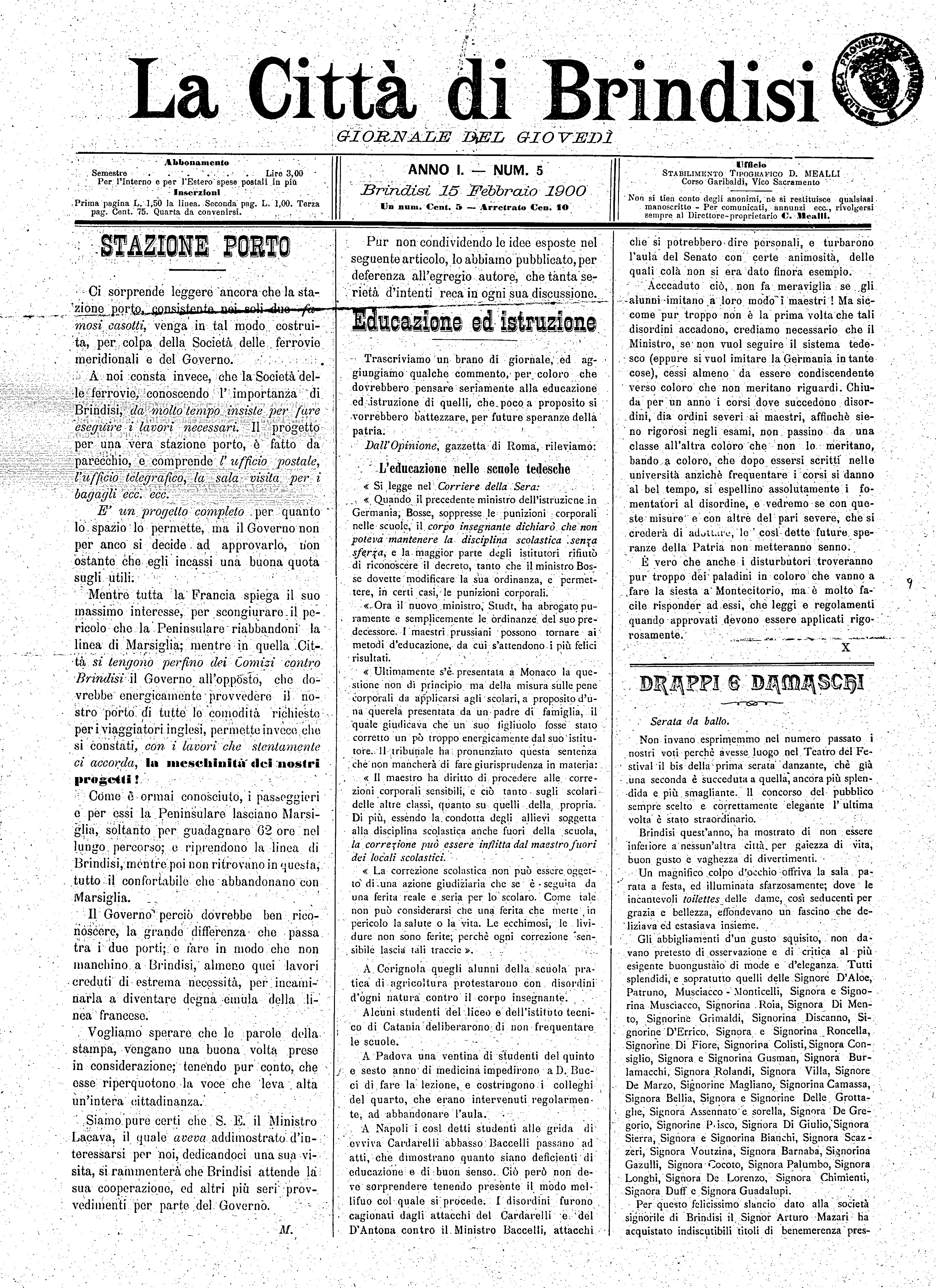 A. 1, n. 05 (15 Febb. 1900)