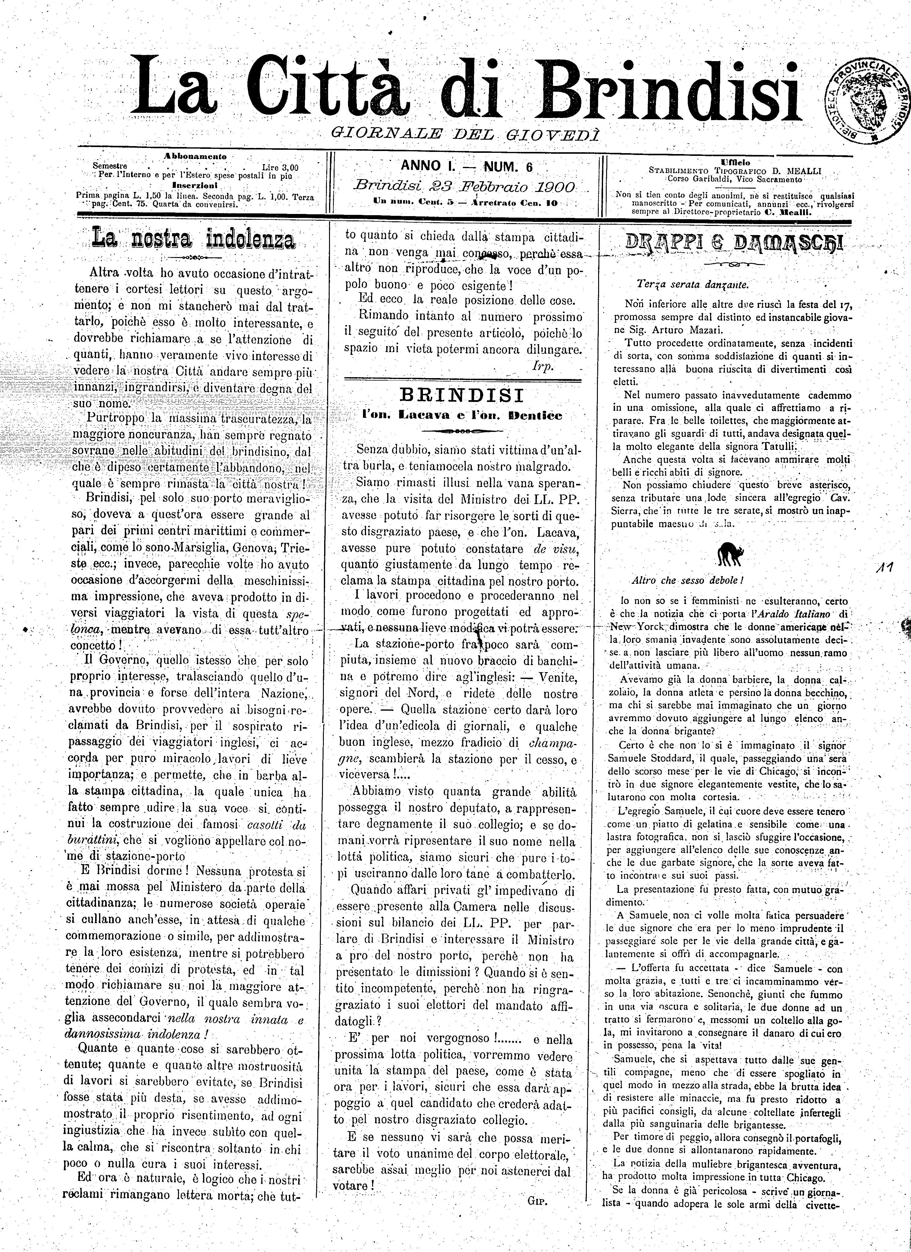 A. 1, n. 06 (25 Febb. 1900)