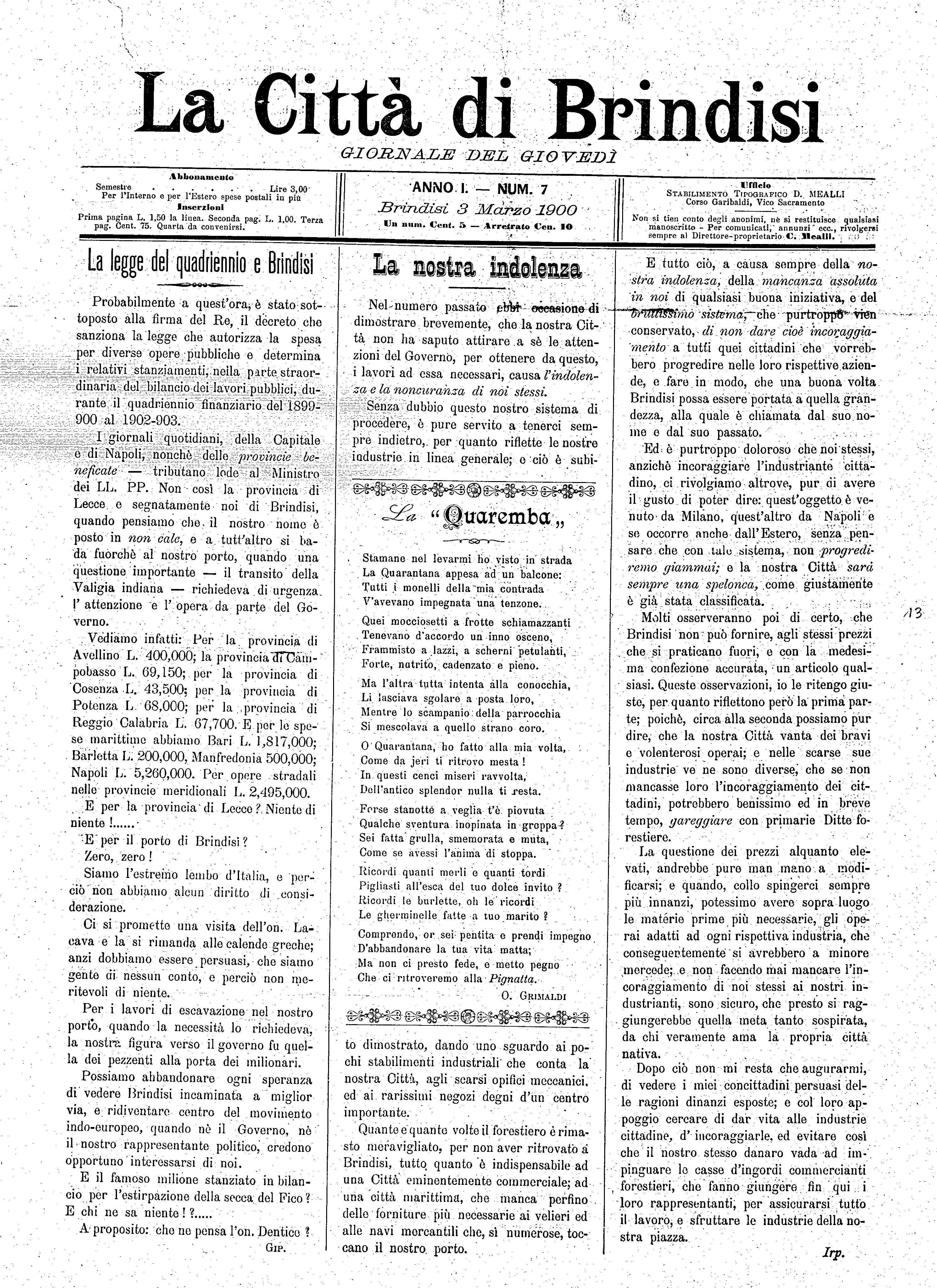 A. 1, n. 07 (03 Mar. 1900)