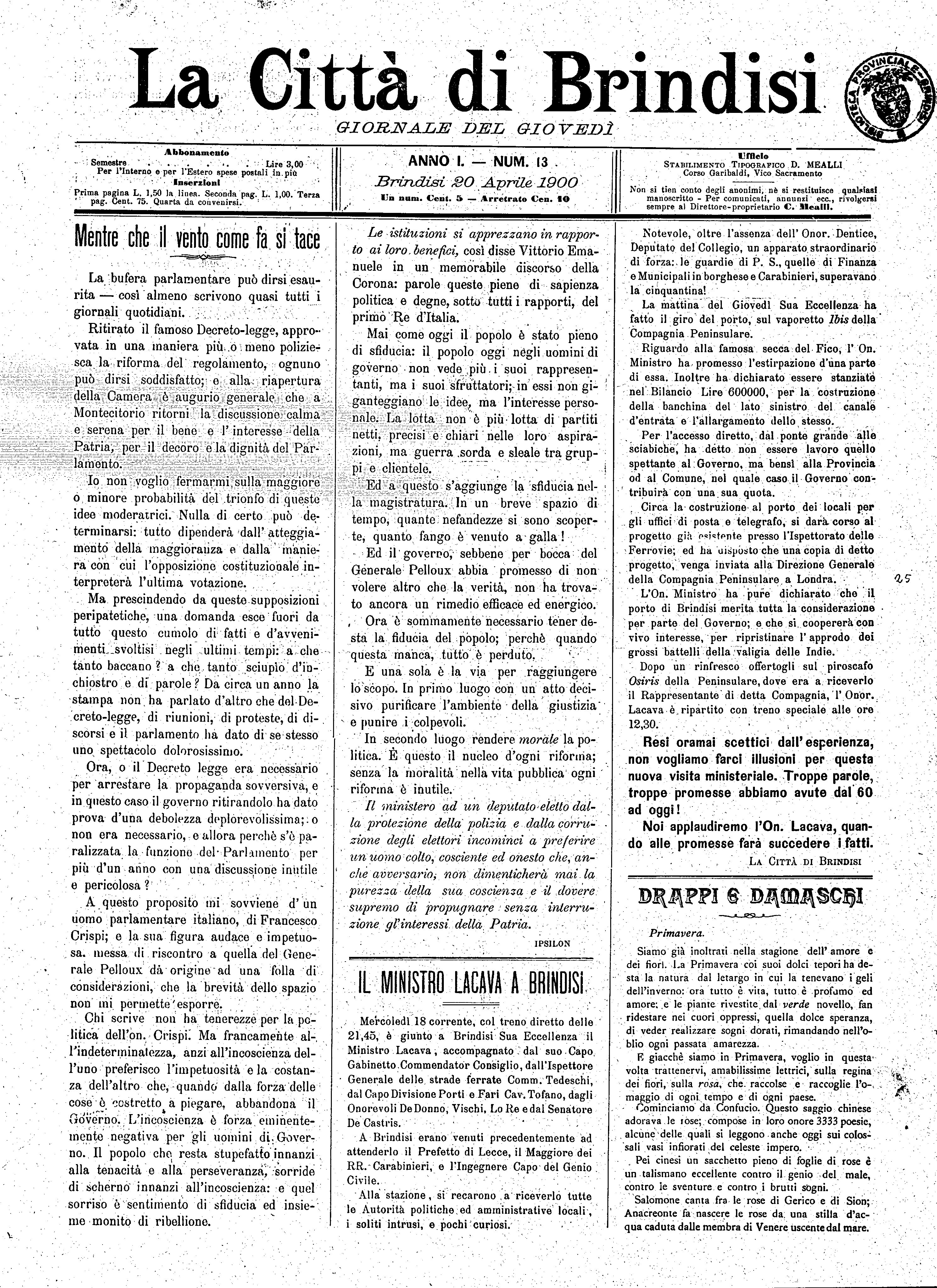 A. 1, n. 13 (20 Apr. 1900)