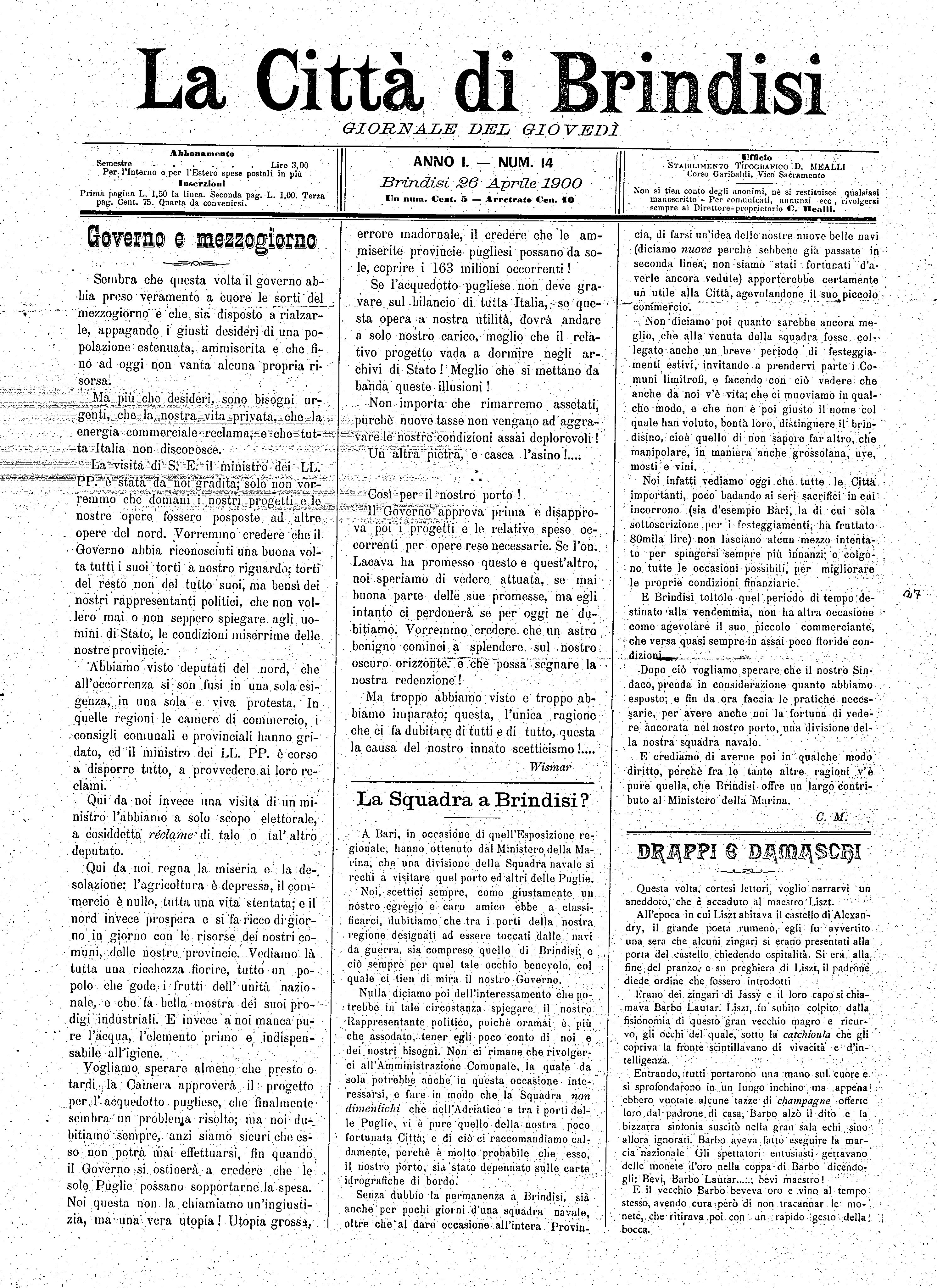 A. 1, n. 14 (26 Apr. 1900)