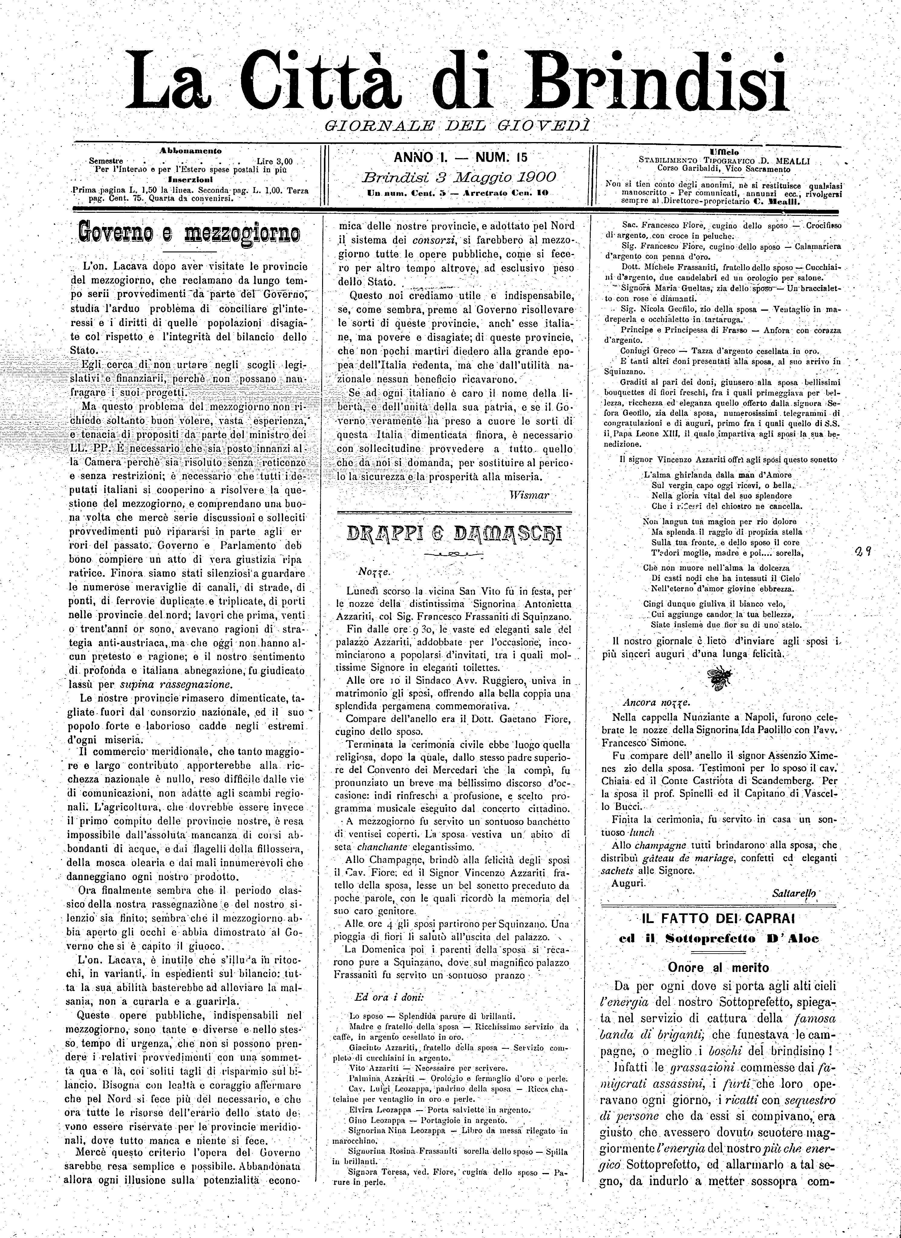 A. 1, n. 15 (03 Magg. 1900)