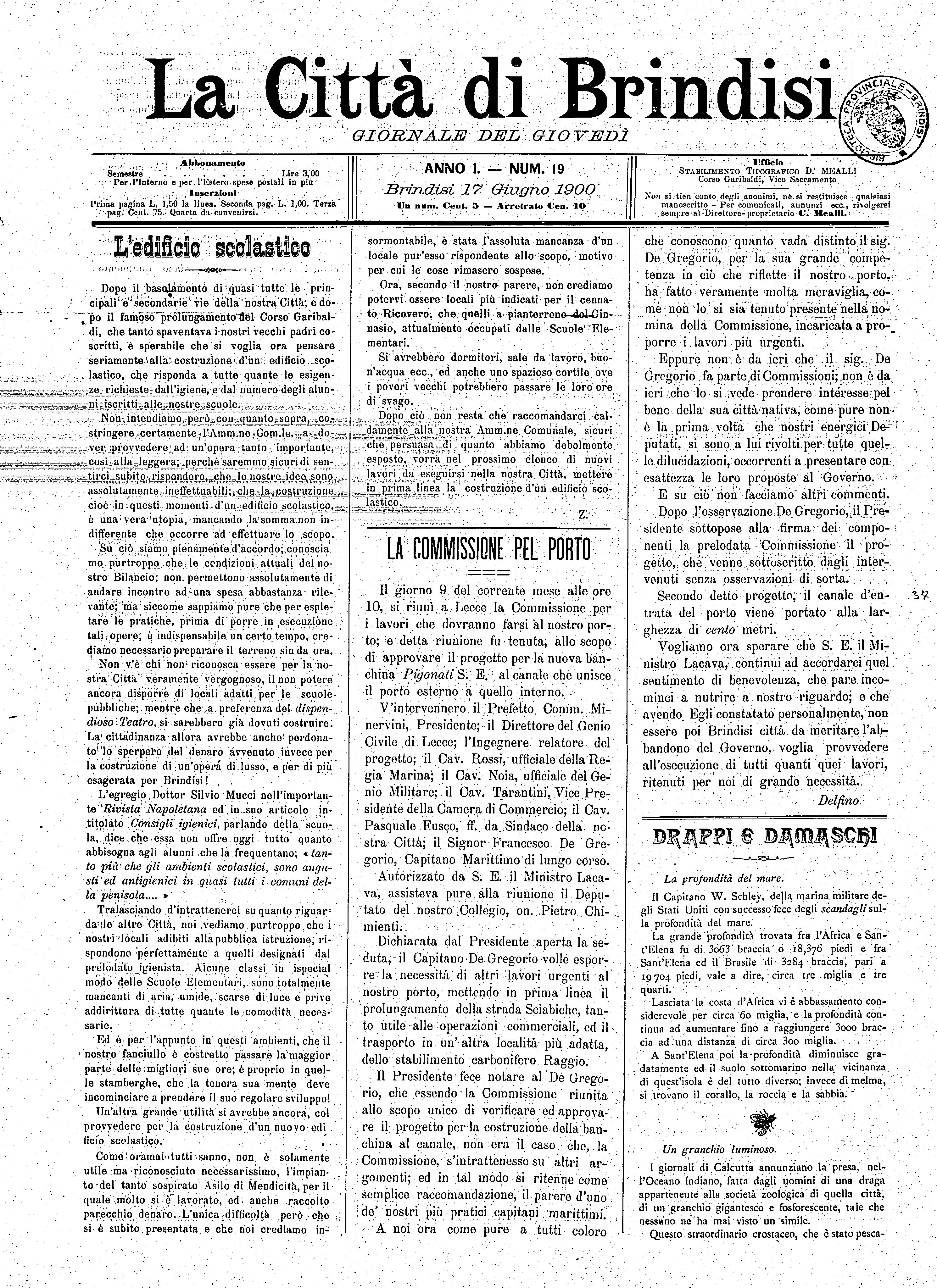 A. 1, n. 19 (17 Giu. 1900)