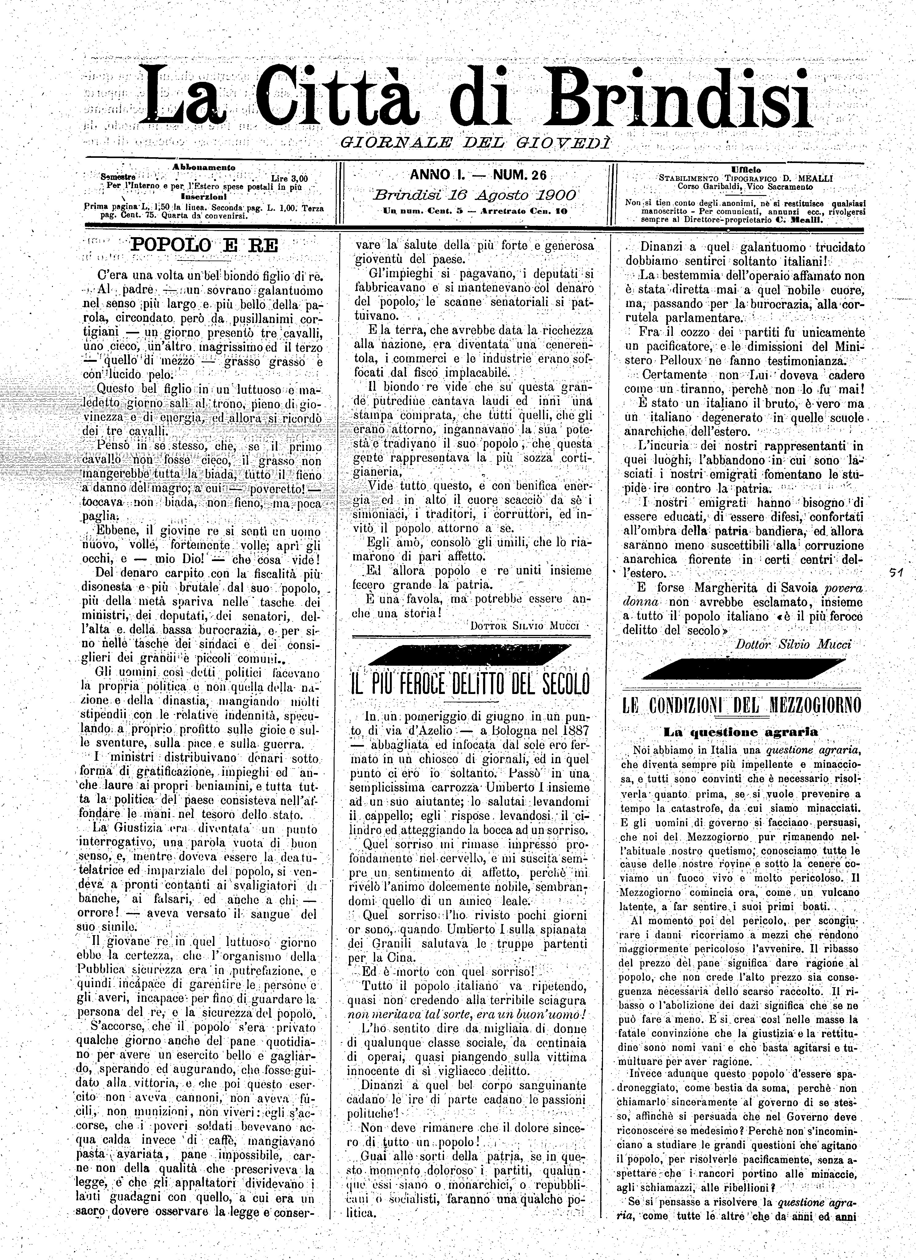 A. 1, n. 26 (16 Ago. 1900)