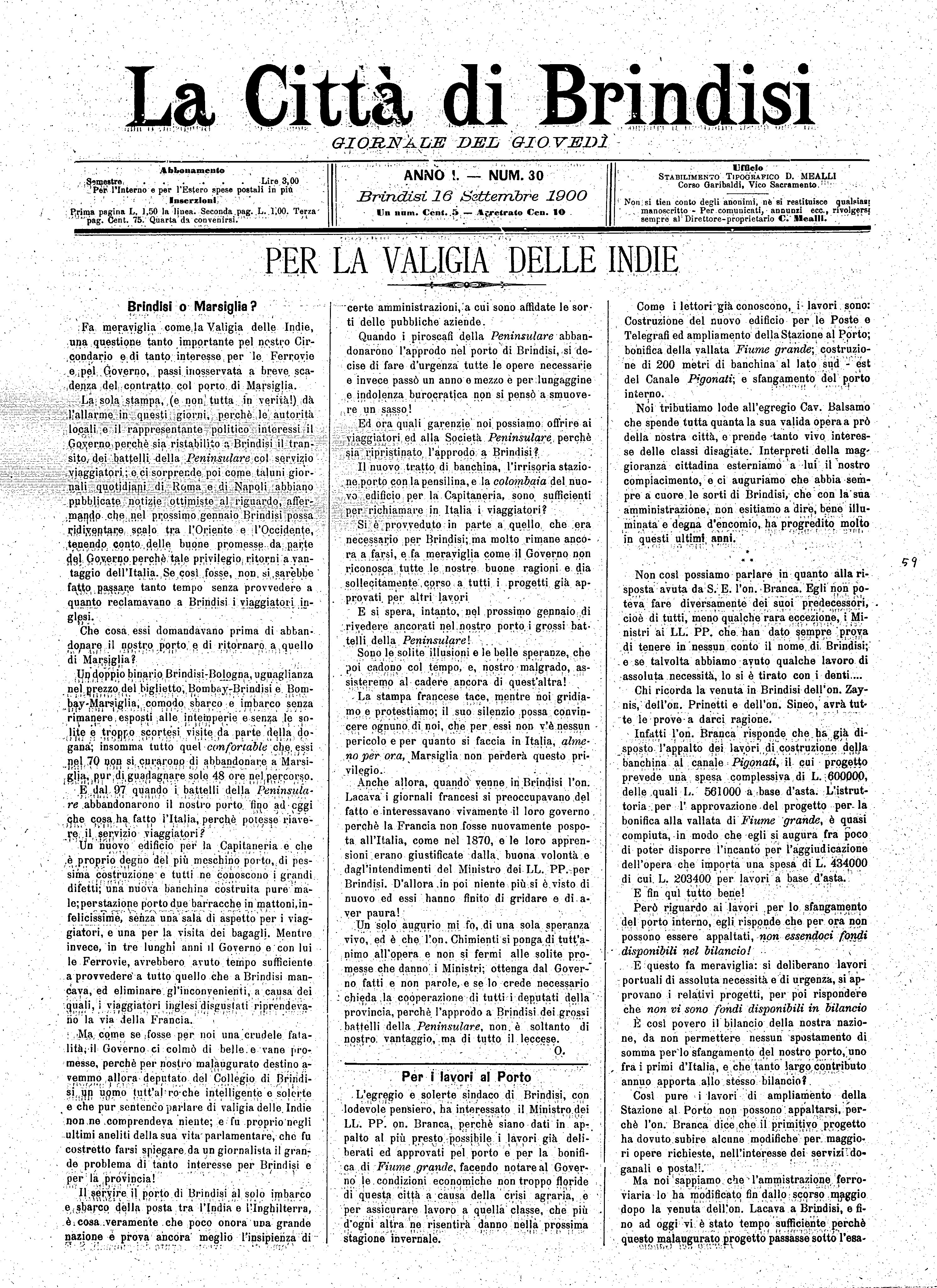 A. 1, n. 30 (16 Sett. 1900)