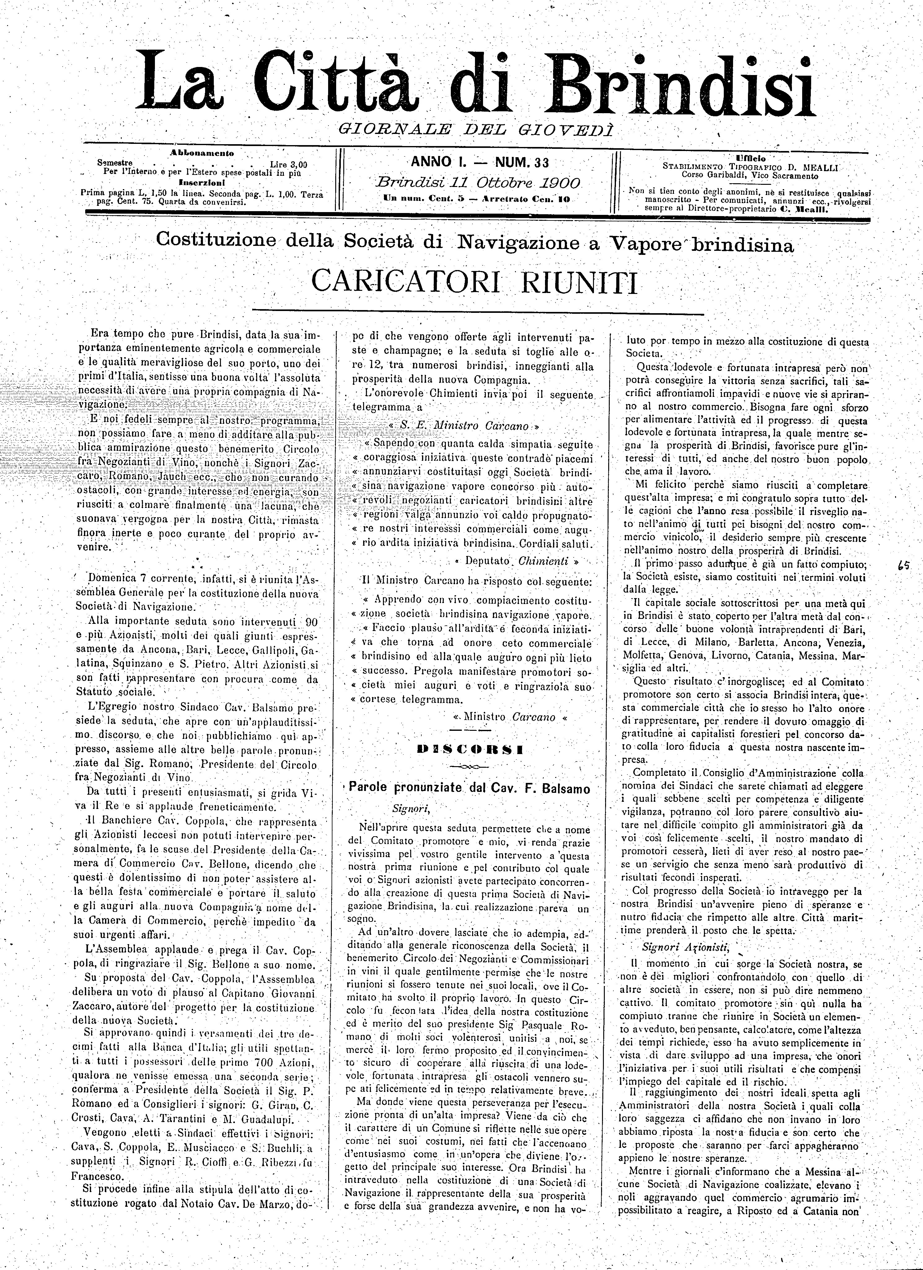 A. 1, n. 33 (11 Ott. 1900)