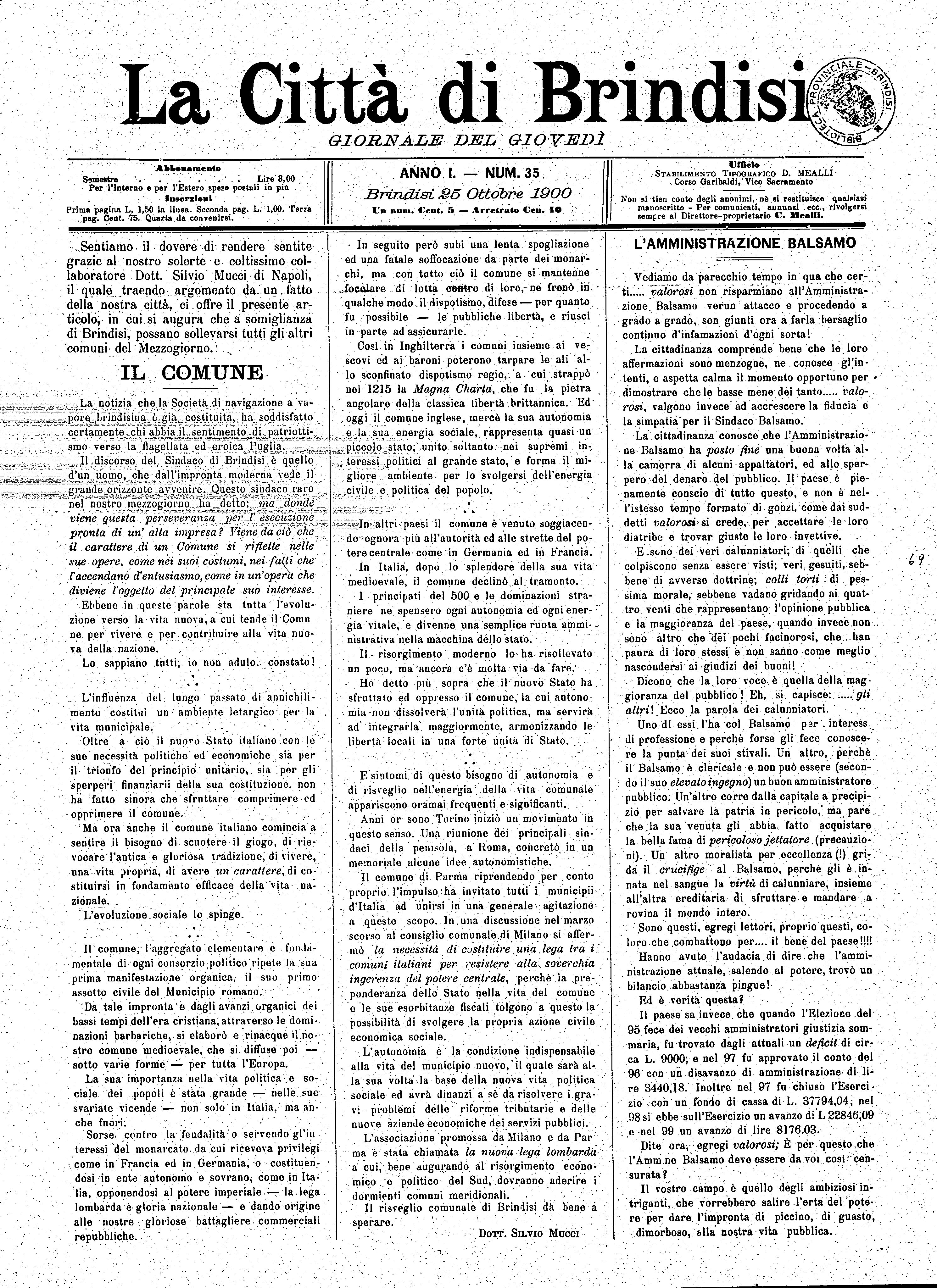 A. 1, n. 35 (25 Ott. 1900)