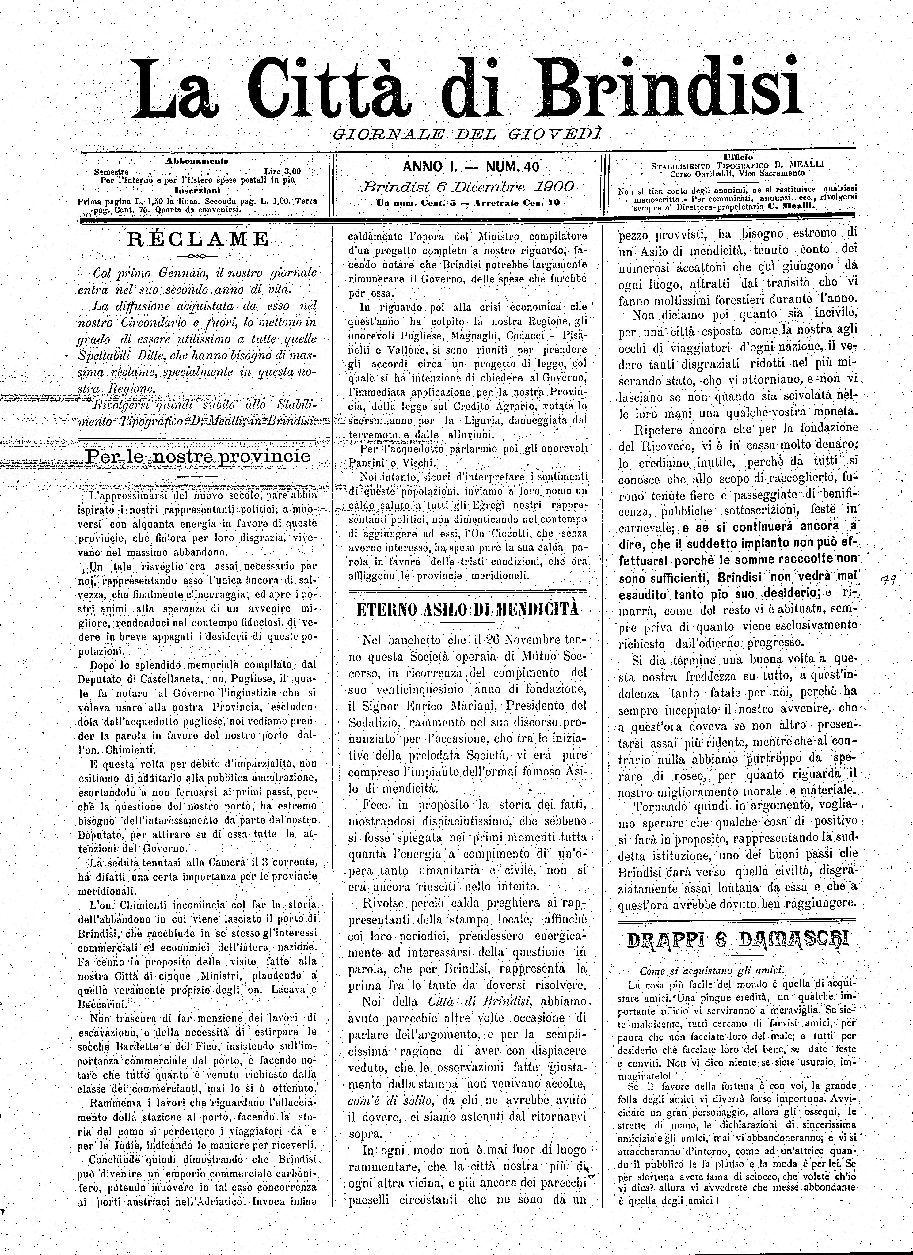 A. 1, n. 40 (06 Dic. 1900)
