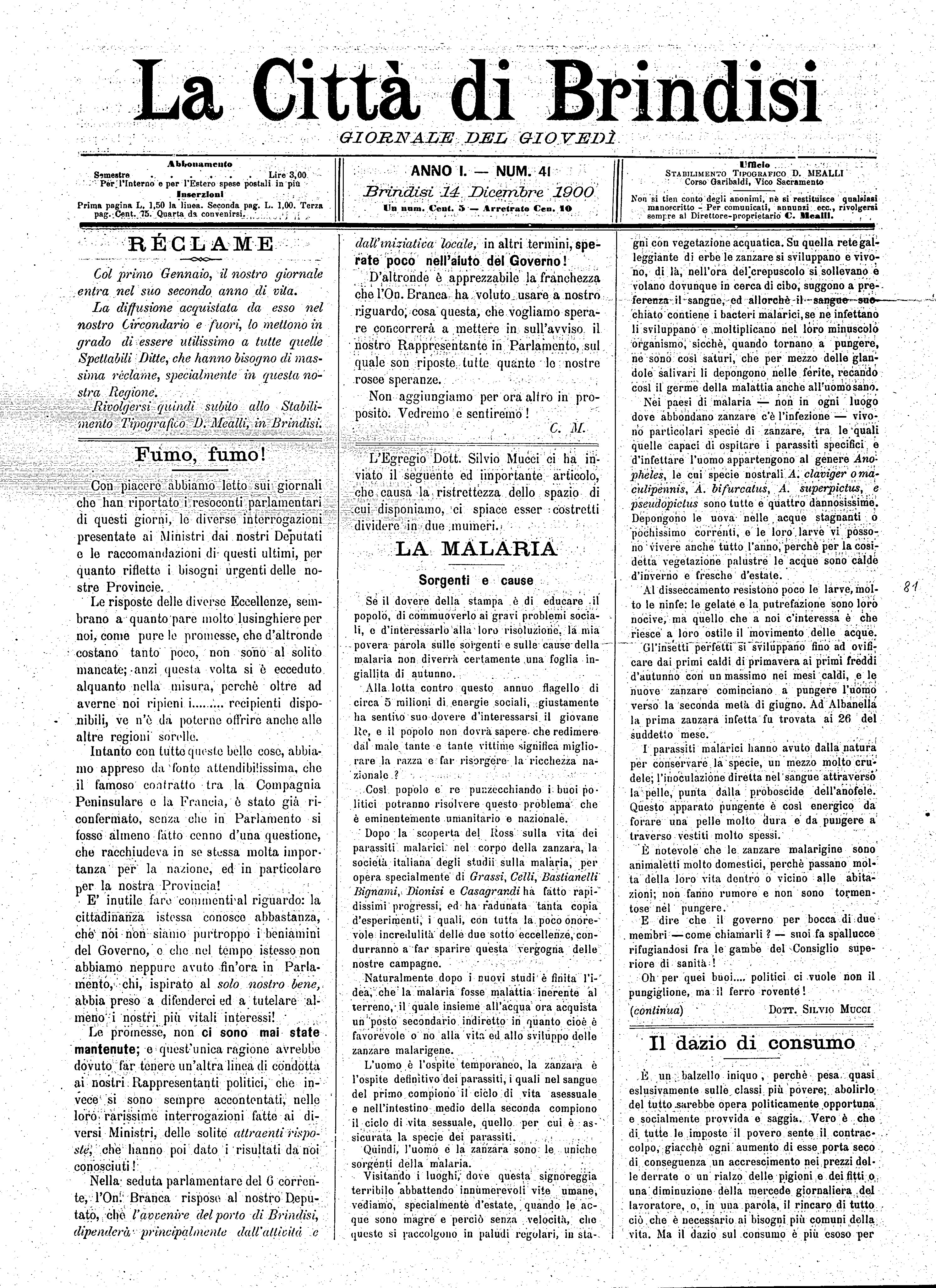 A. 1, n. 41 (14 Dic. 1900)