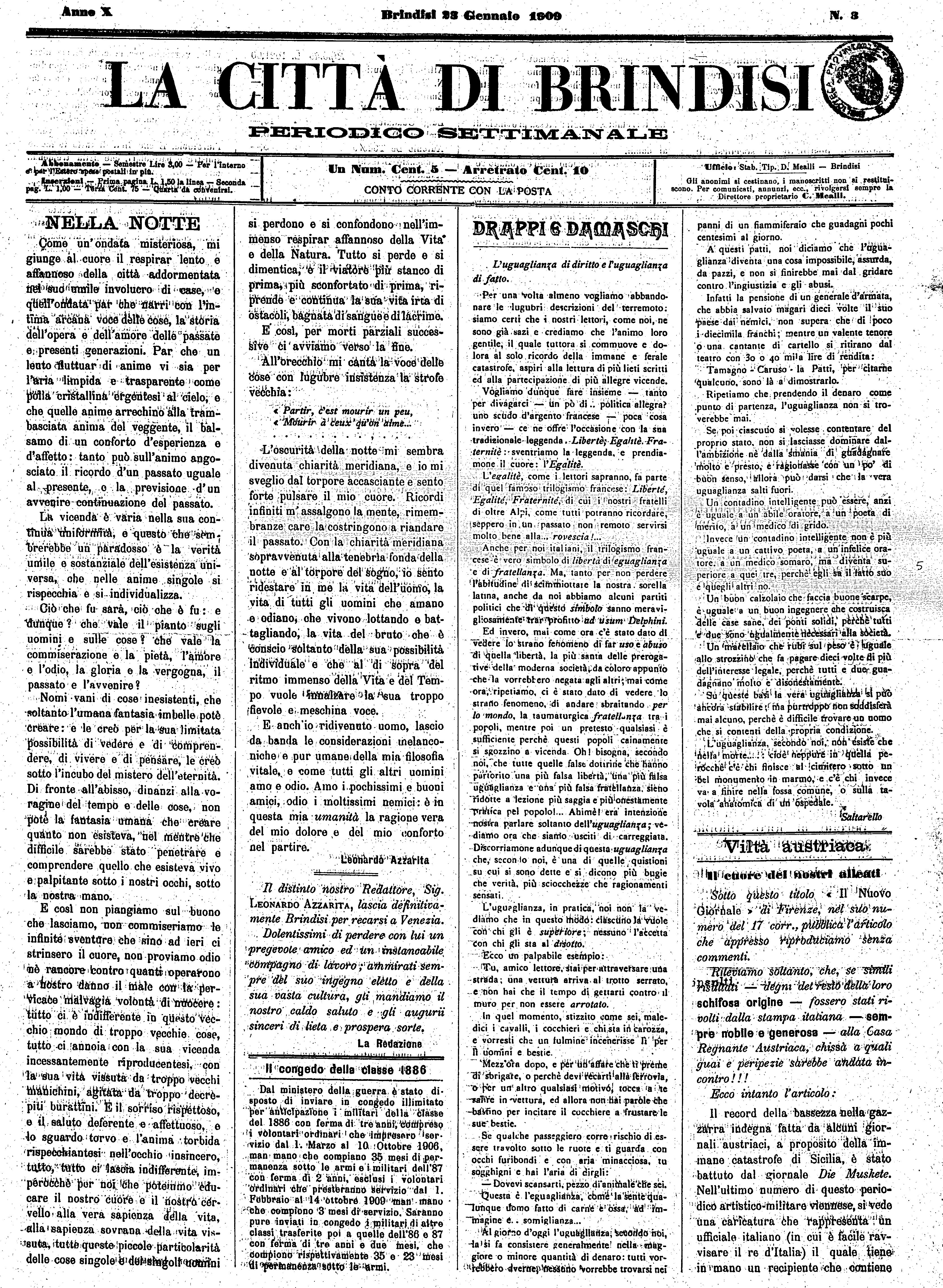 A. 10, n. 03 (23 Genn. 1909)
