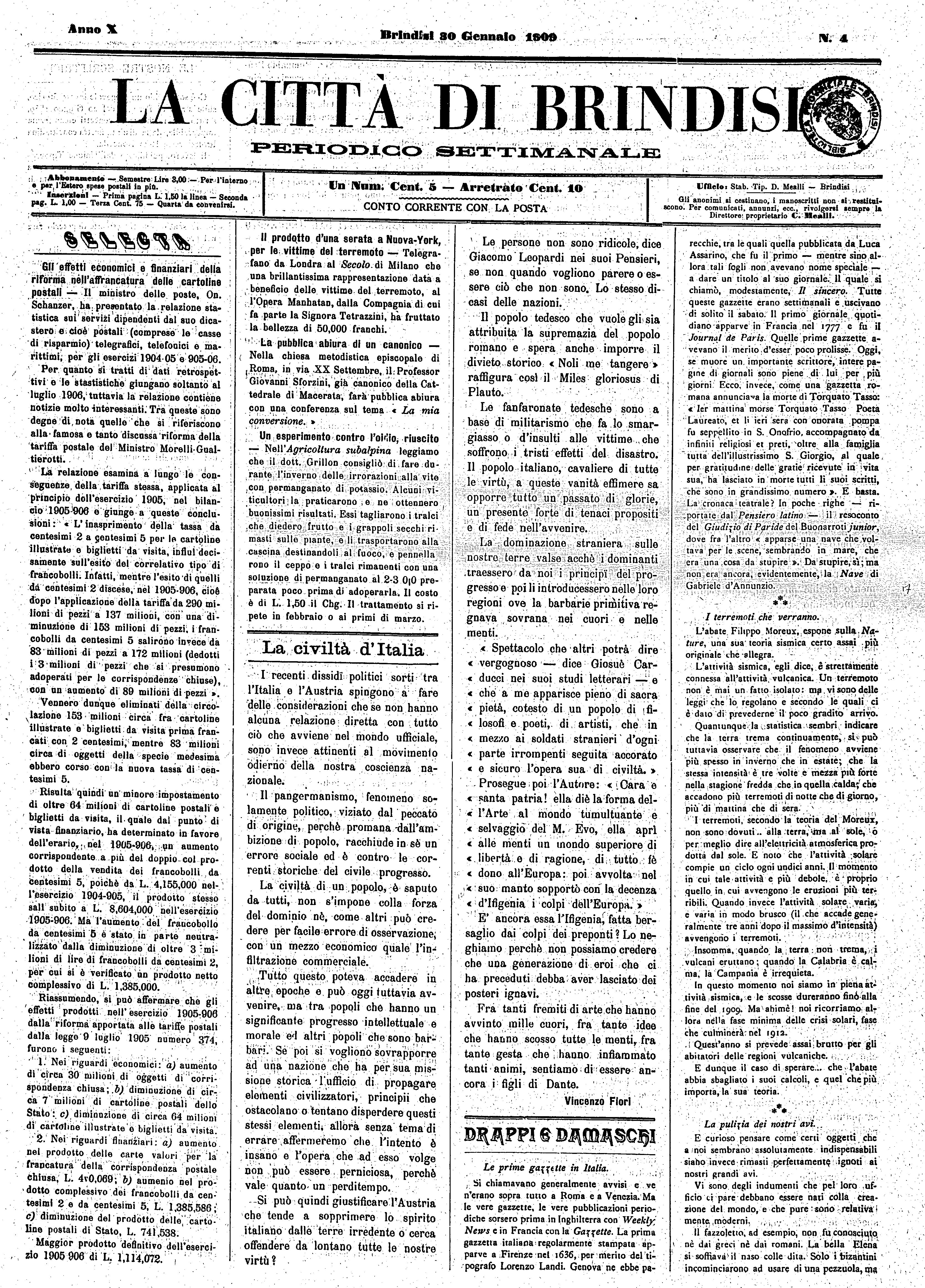 A. 10, n. 04 (30 Genn. 1909)
