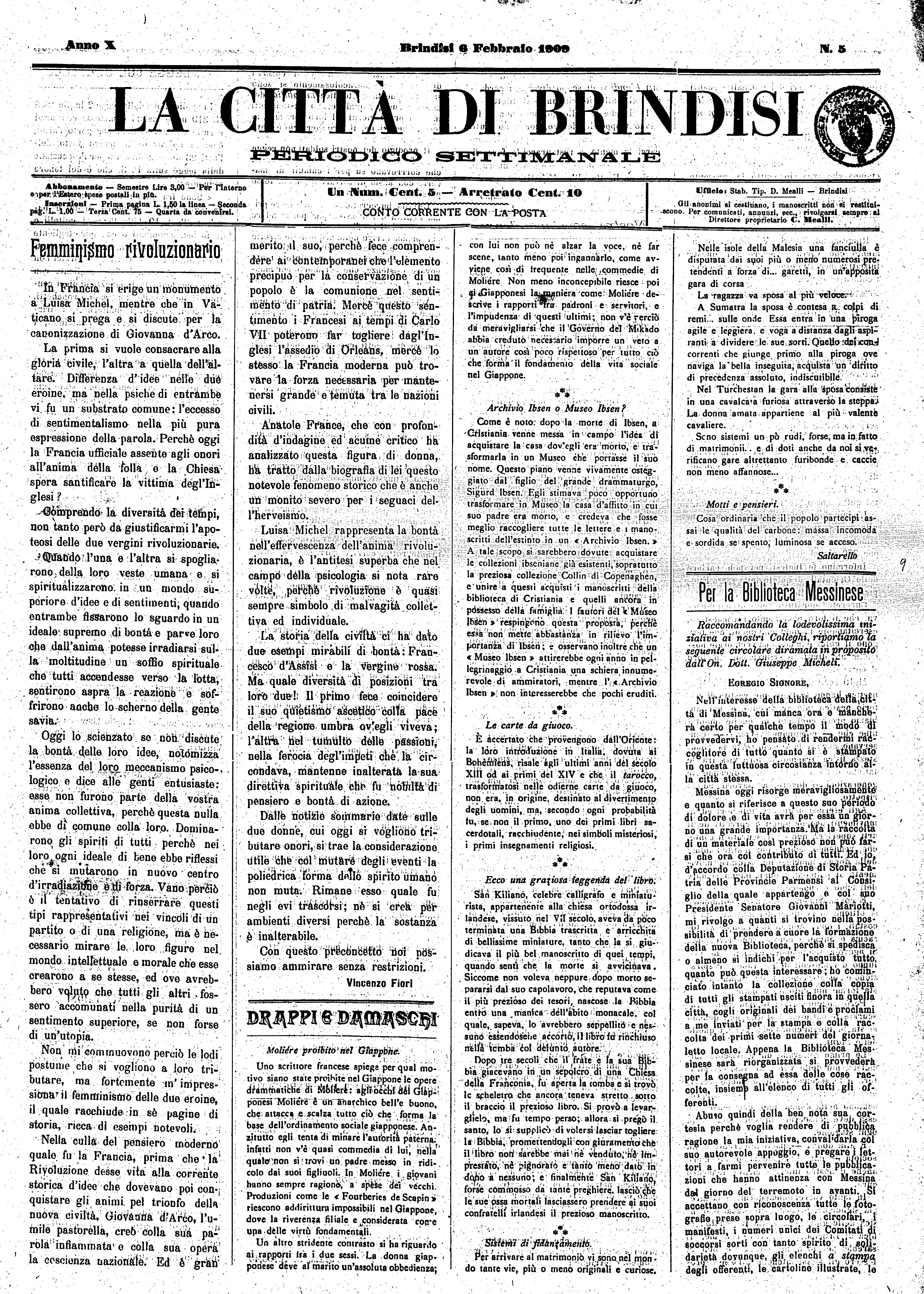 A. 10, n. 05 (06 Febb. 1909)
