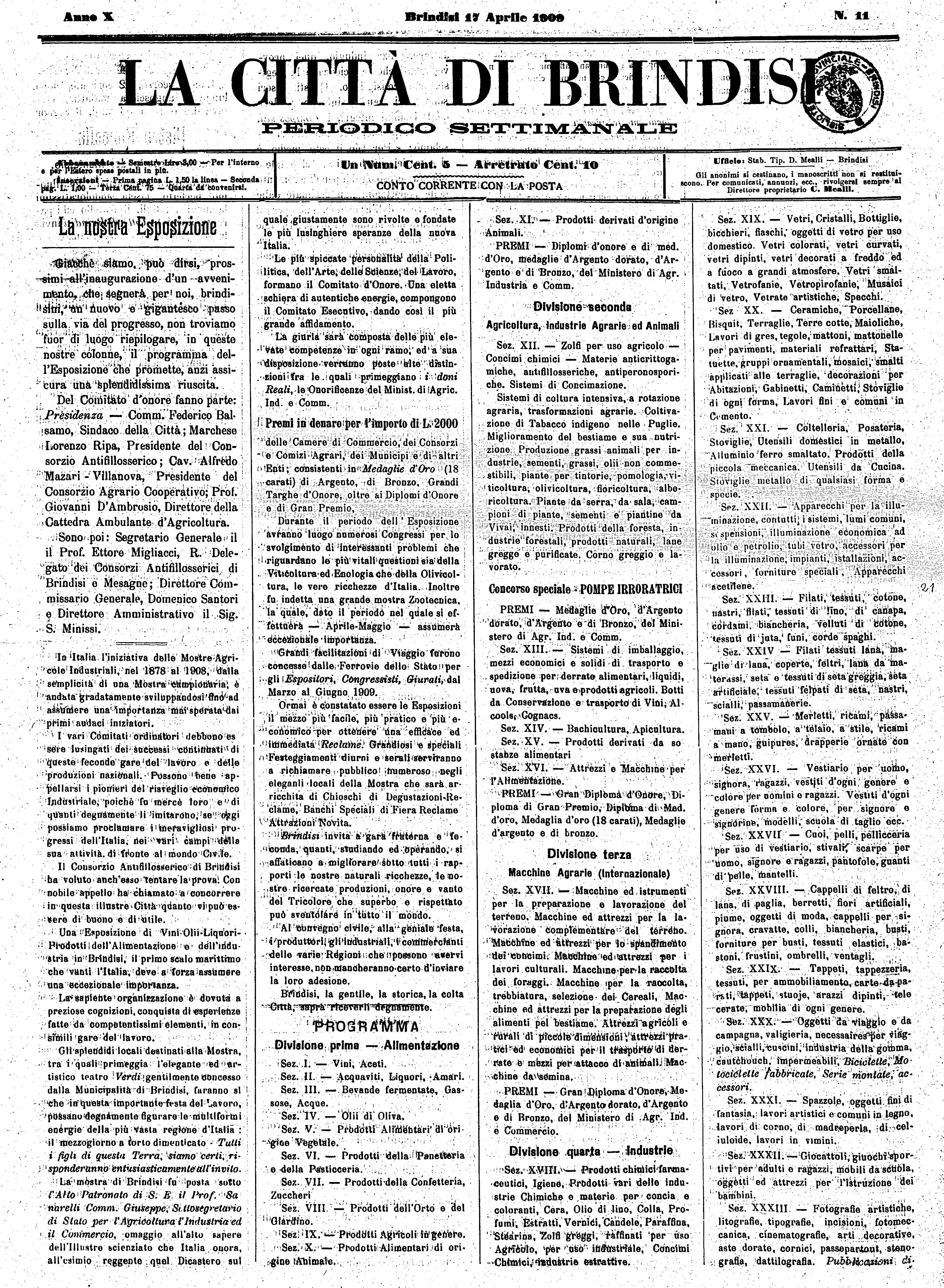 A. 10, n. 11 (17 Apr. 1909)