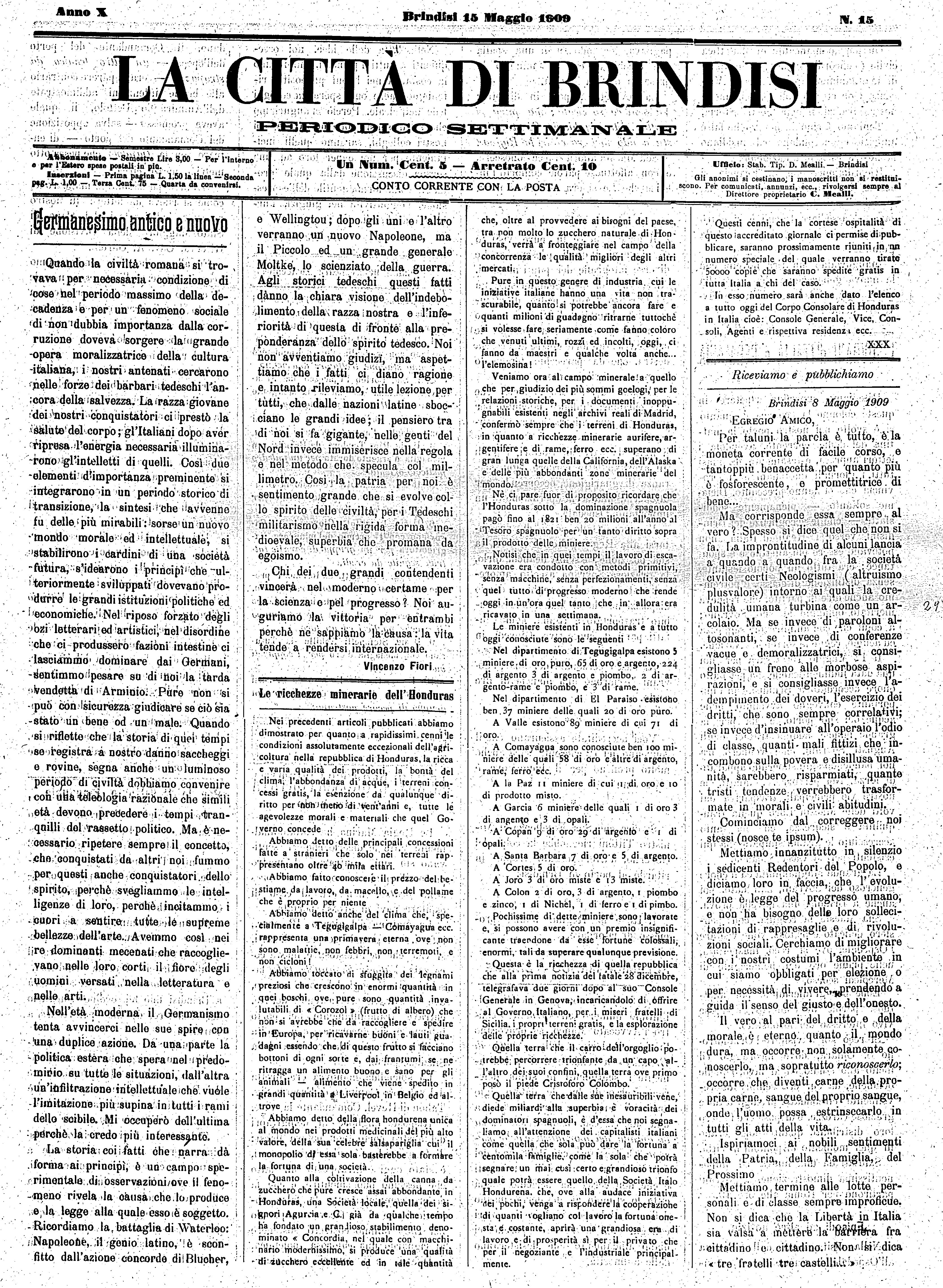 A. 10, n. 15 (15 Magg. 1909)