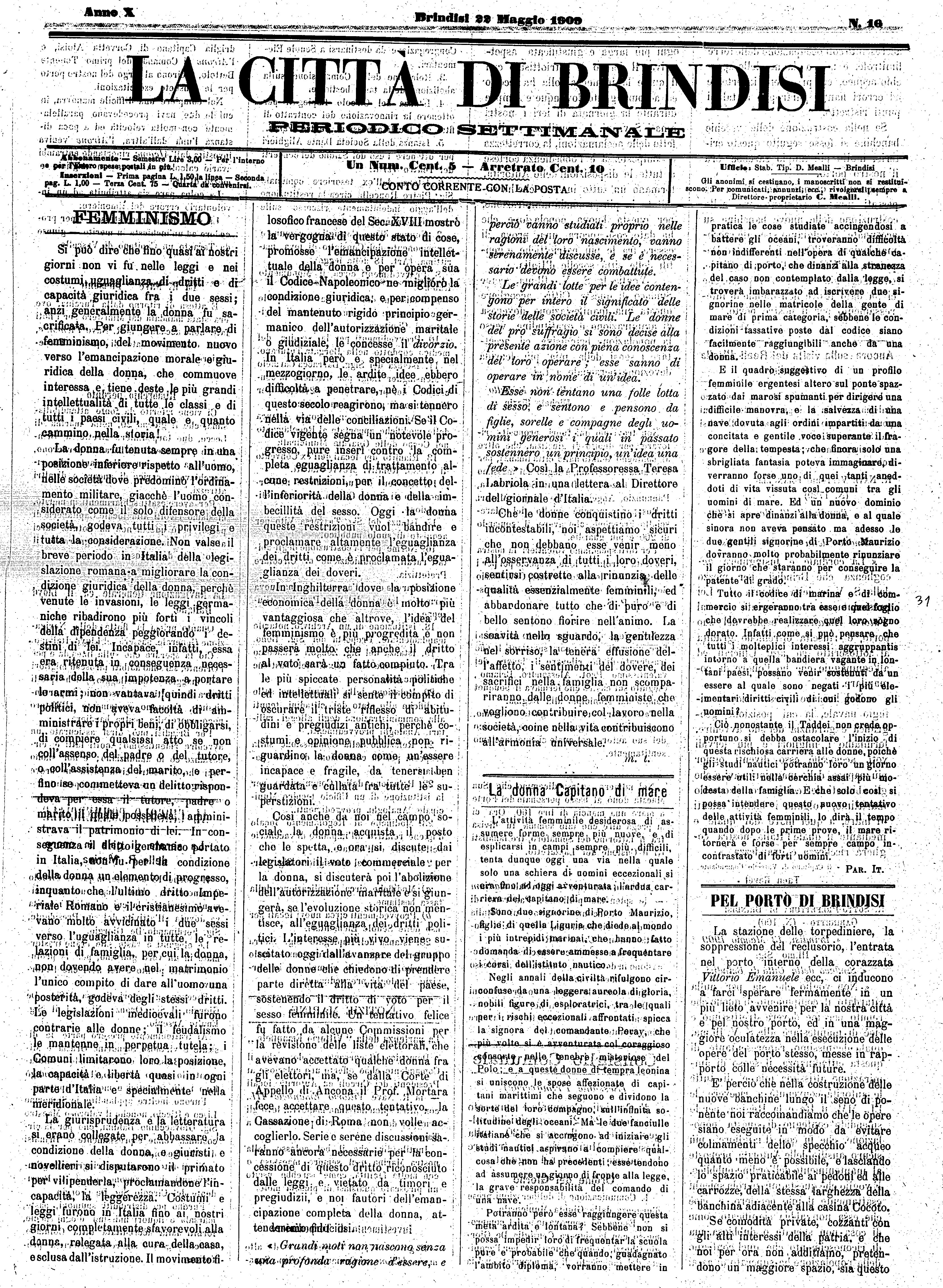 A. 10, n. 16 (22 Magg. 1909)