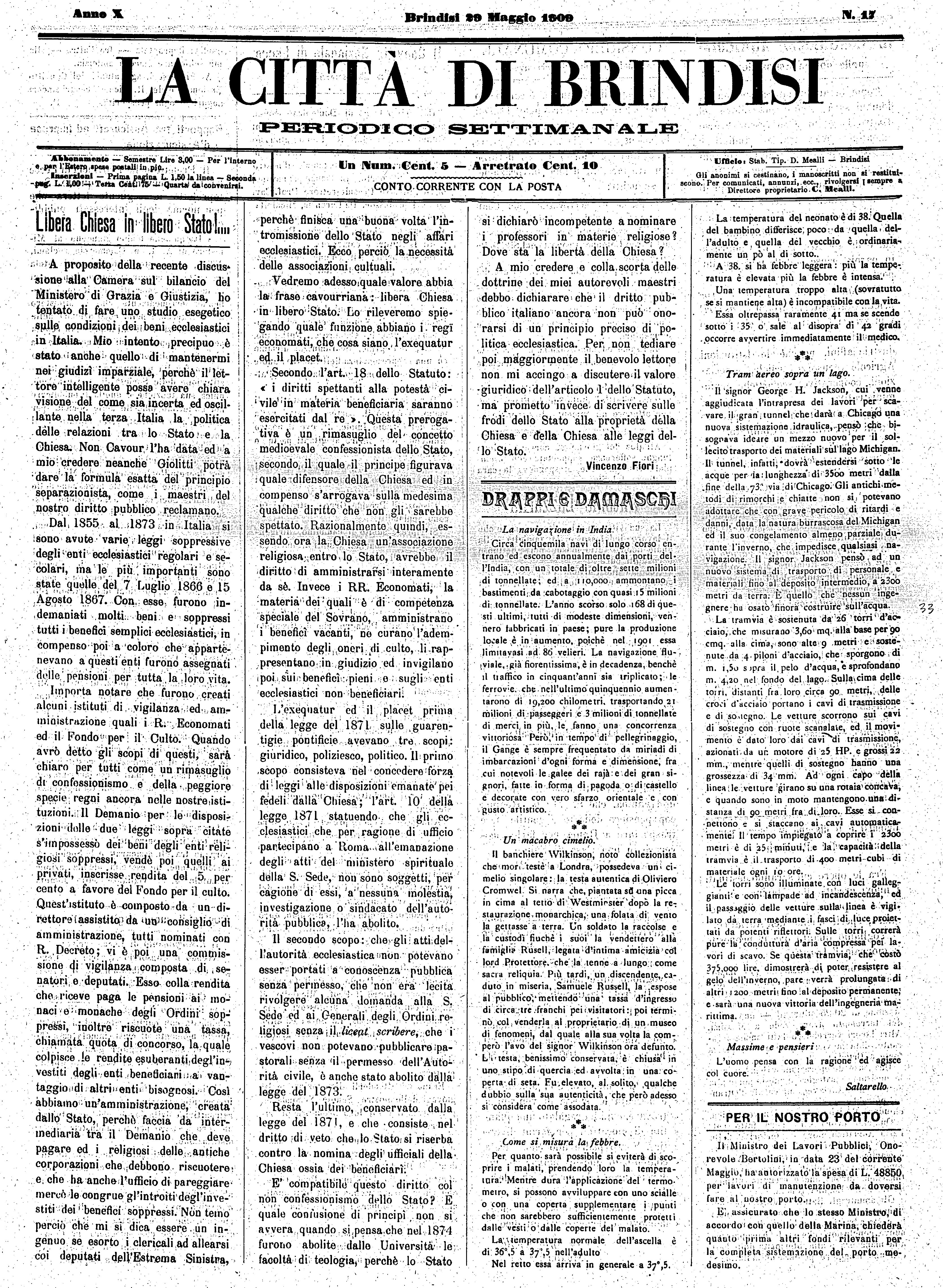 A. 10, n. 17 (29 Magg. 1909)