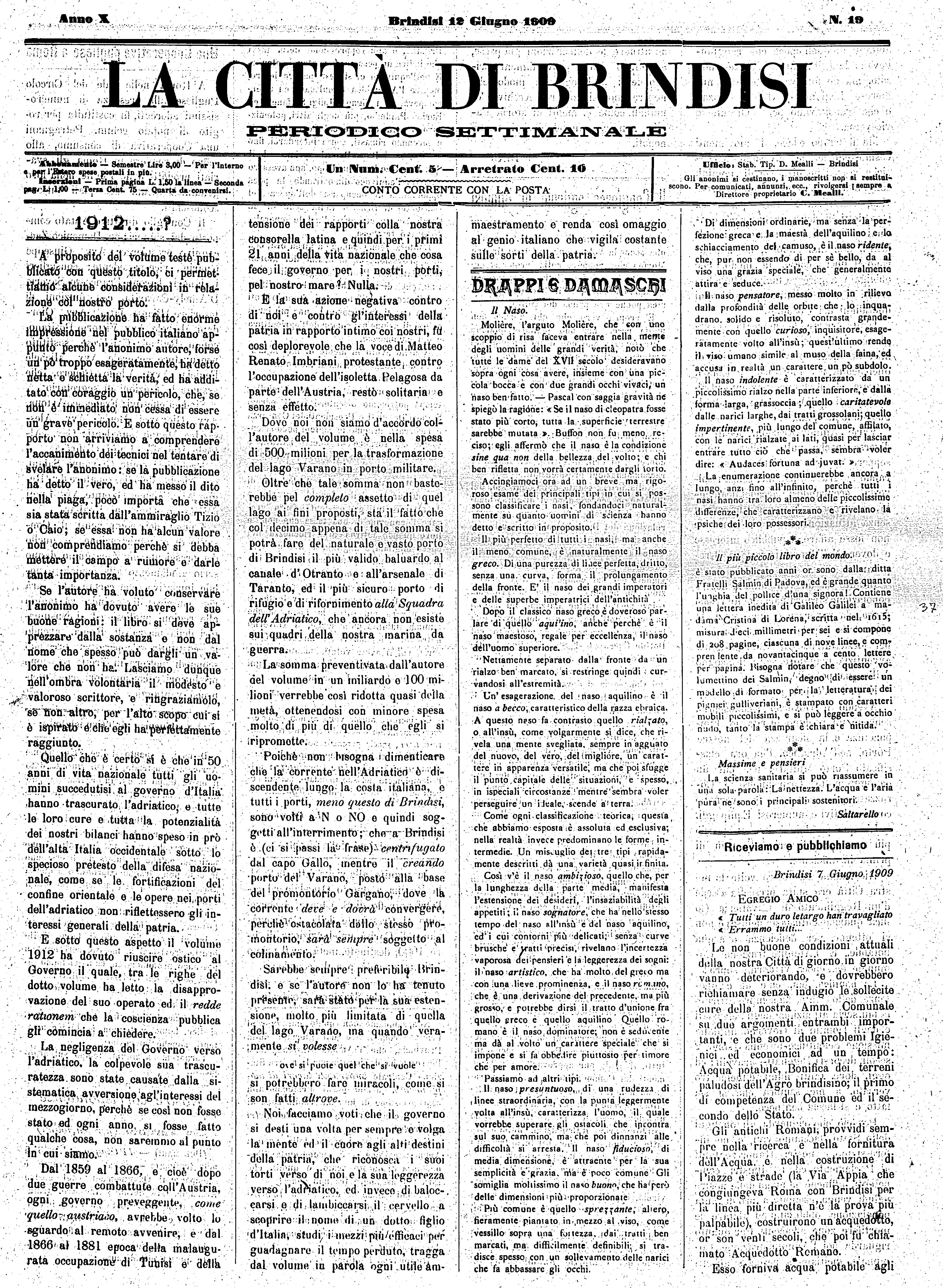 A. 10, n. 19 (12 Giu. 1909)