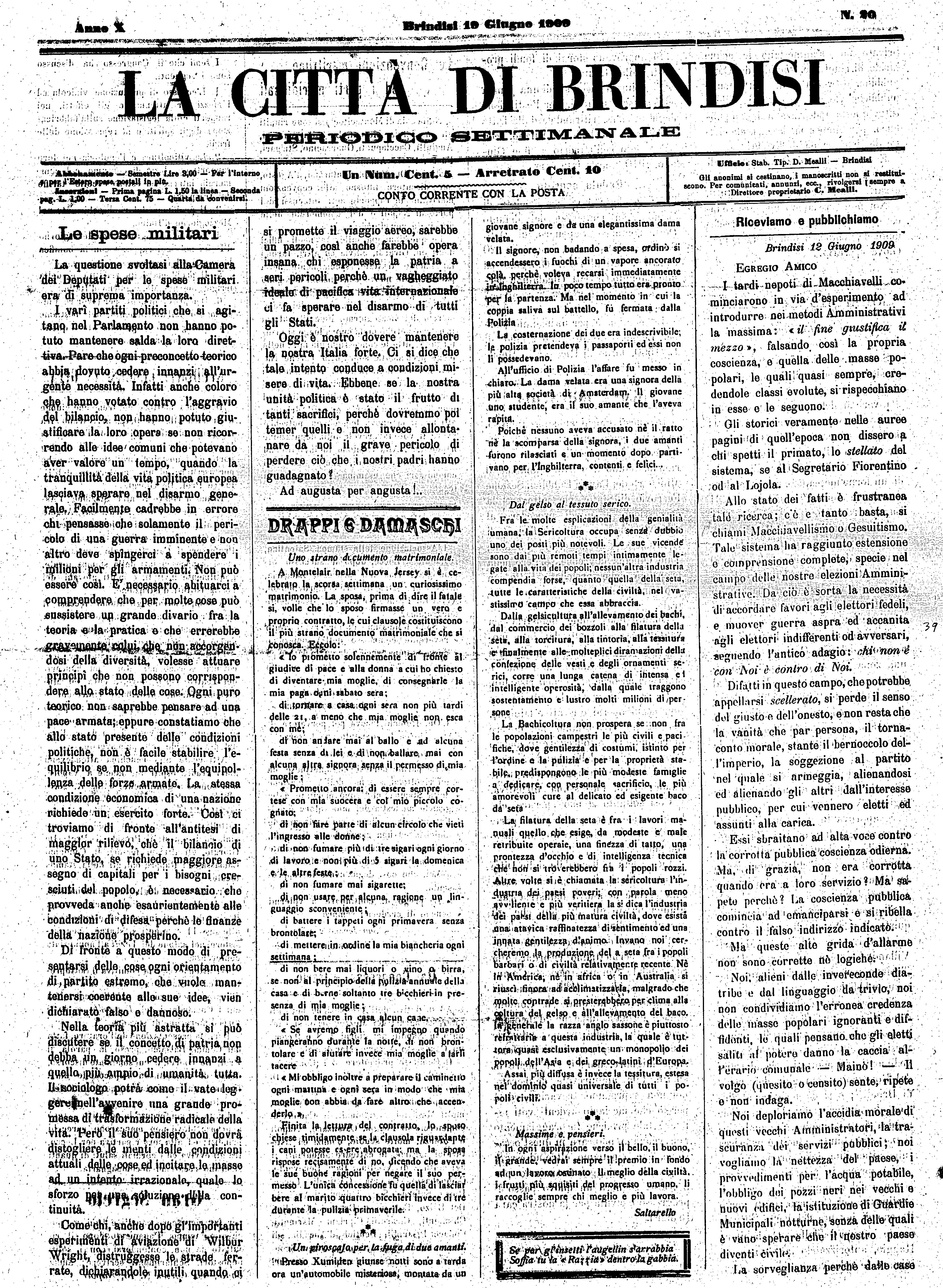 A. 10, n. 20 (19 Giu. 1909)