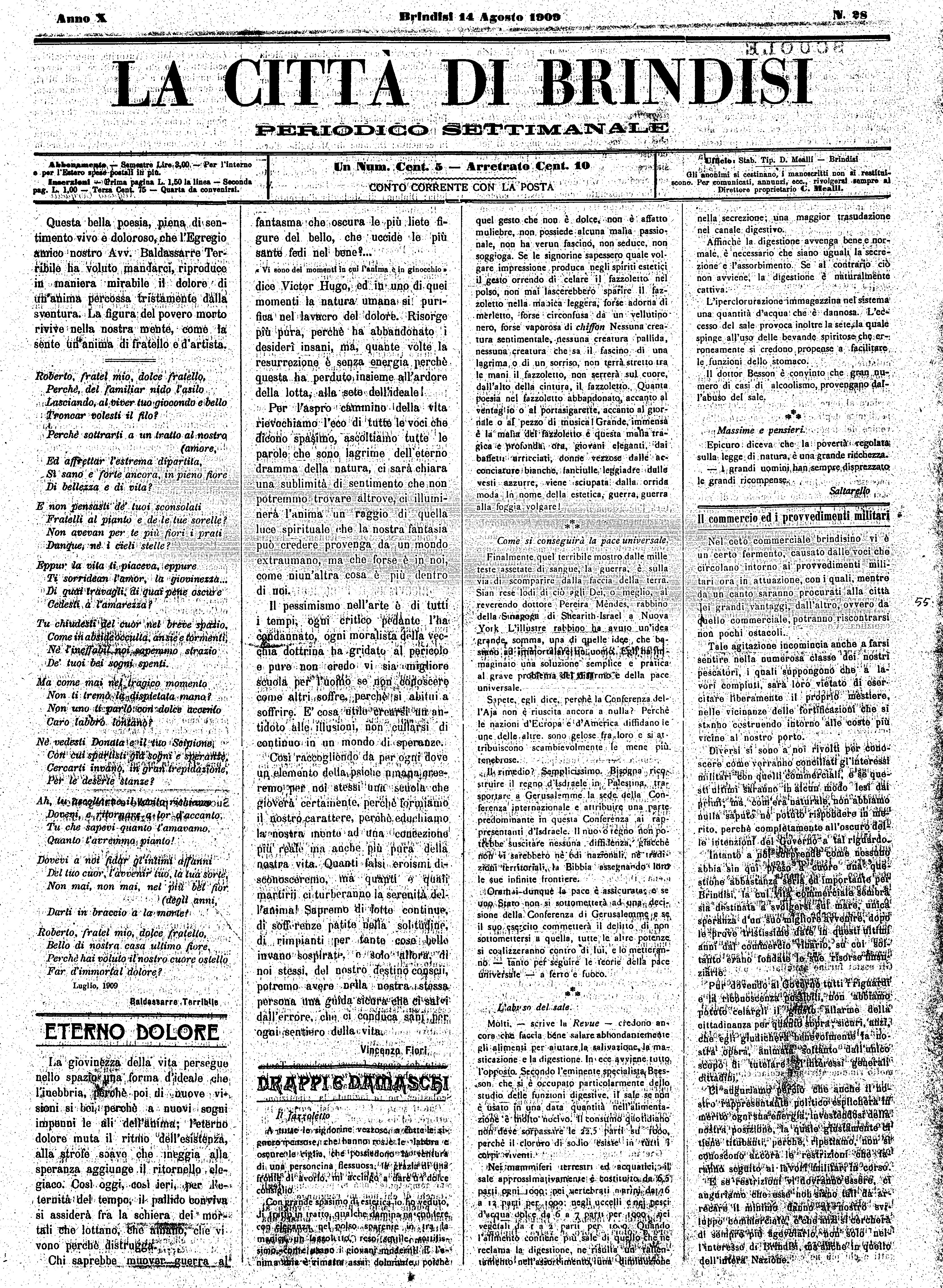 A. 10, n. 28 (14 Ago. 1909)