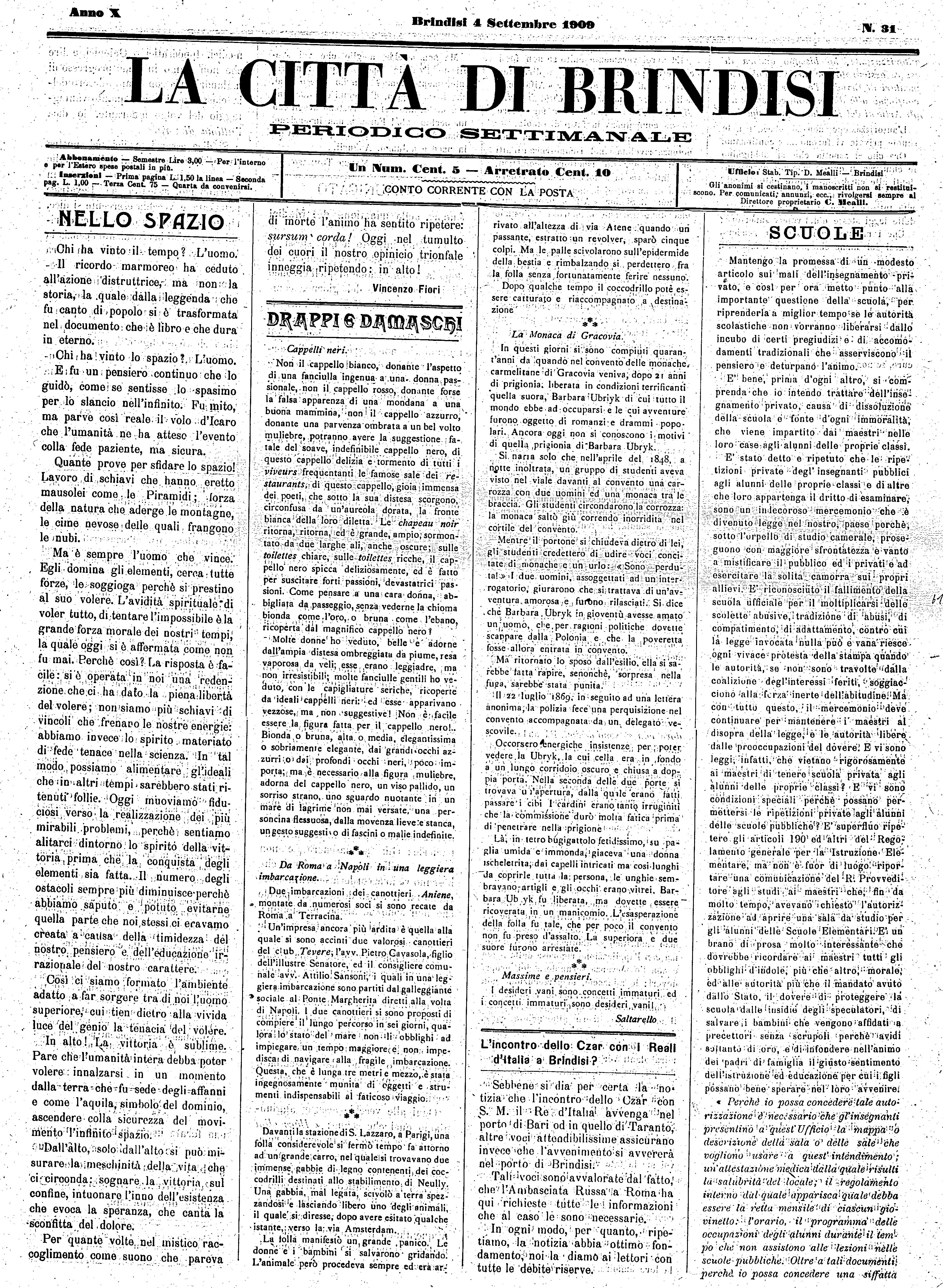 A. 10, n. 31 (04 Sett. 1909)