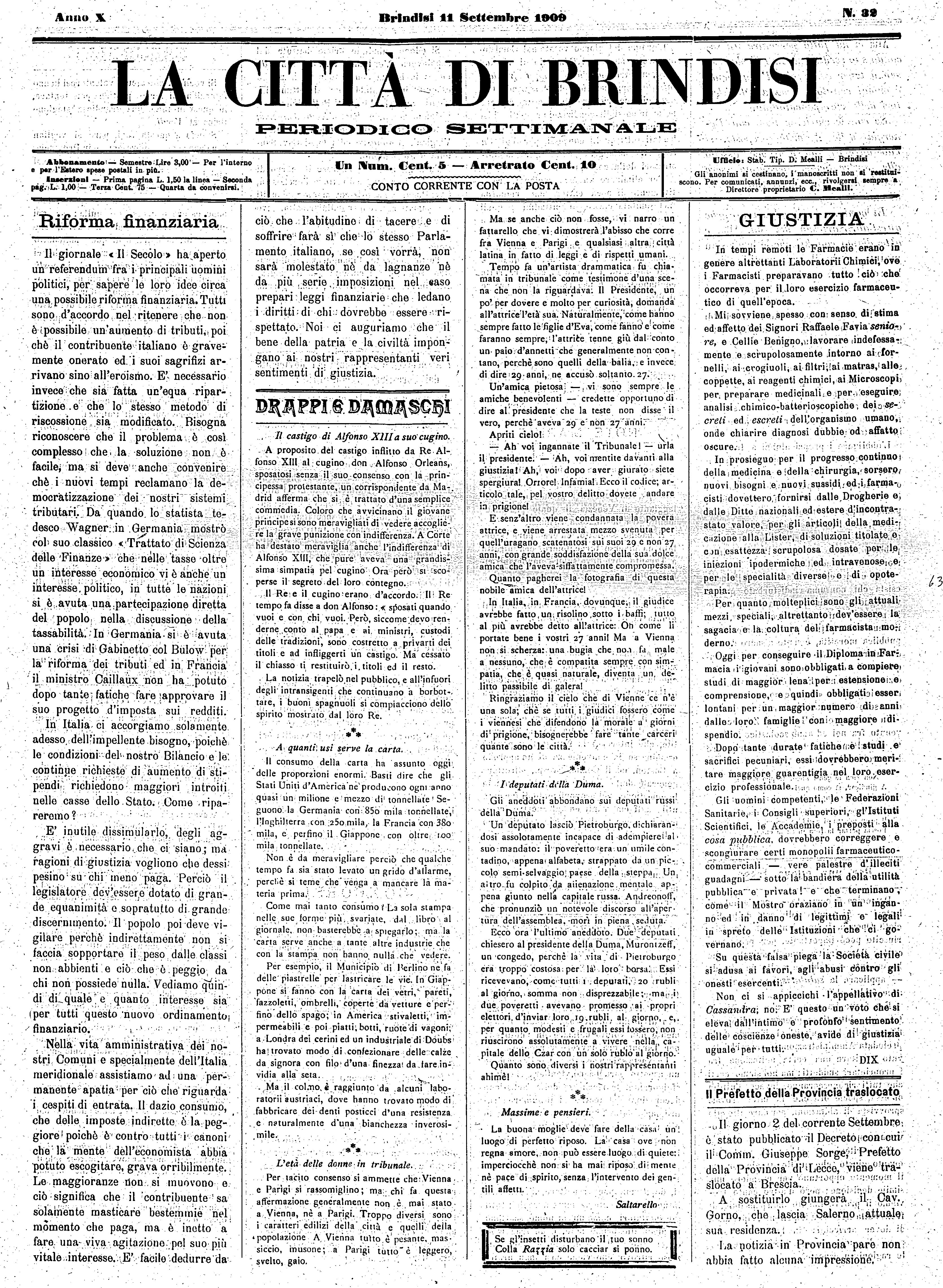 A. 10, n. 32 (11 Sett. 1909)