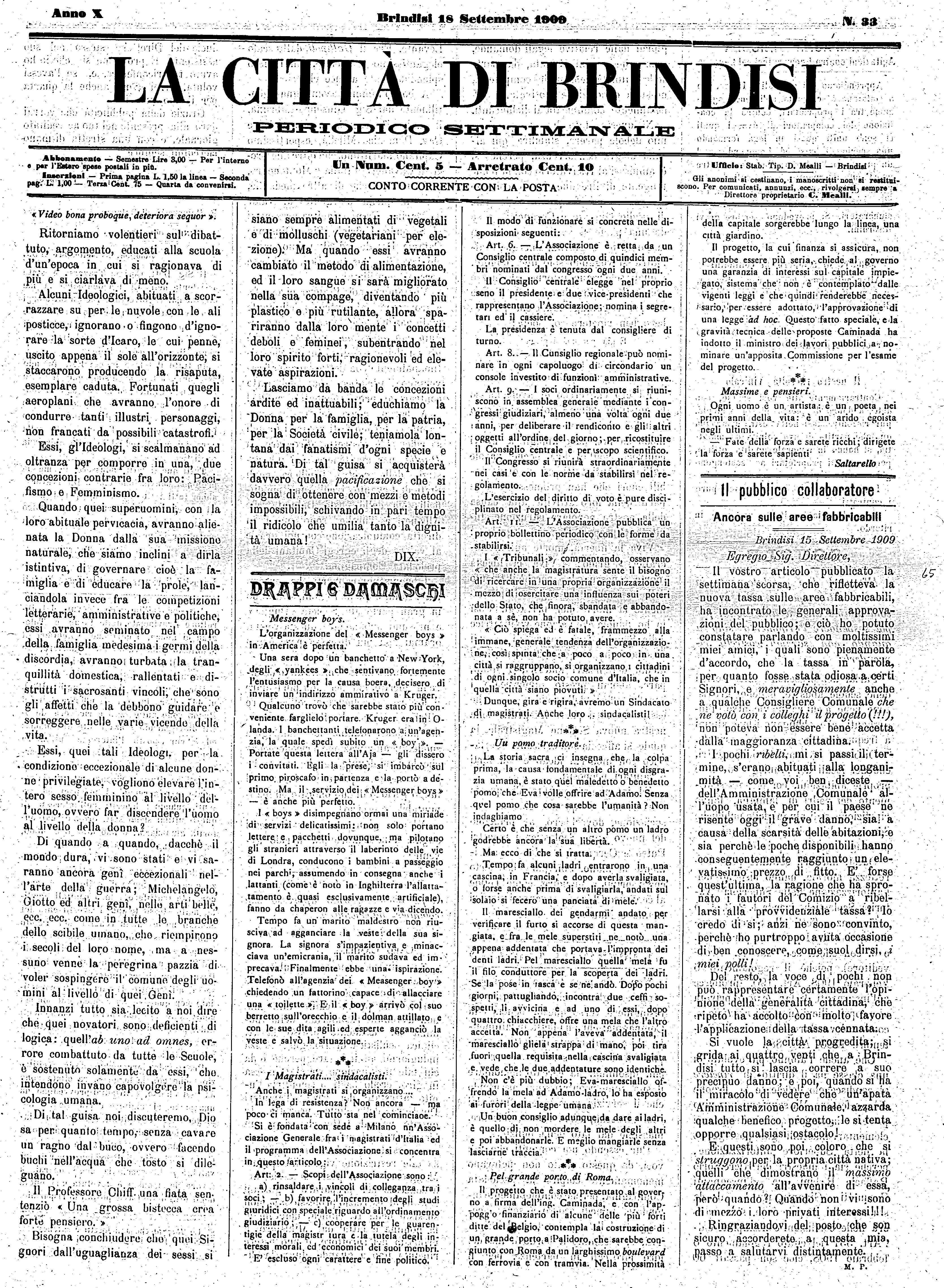 A. 10, n. 33 (18 Sett. 1909)