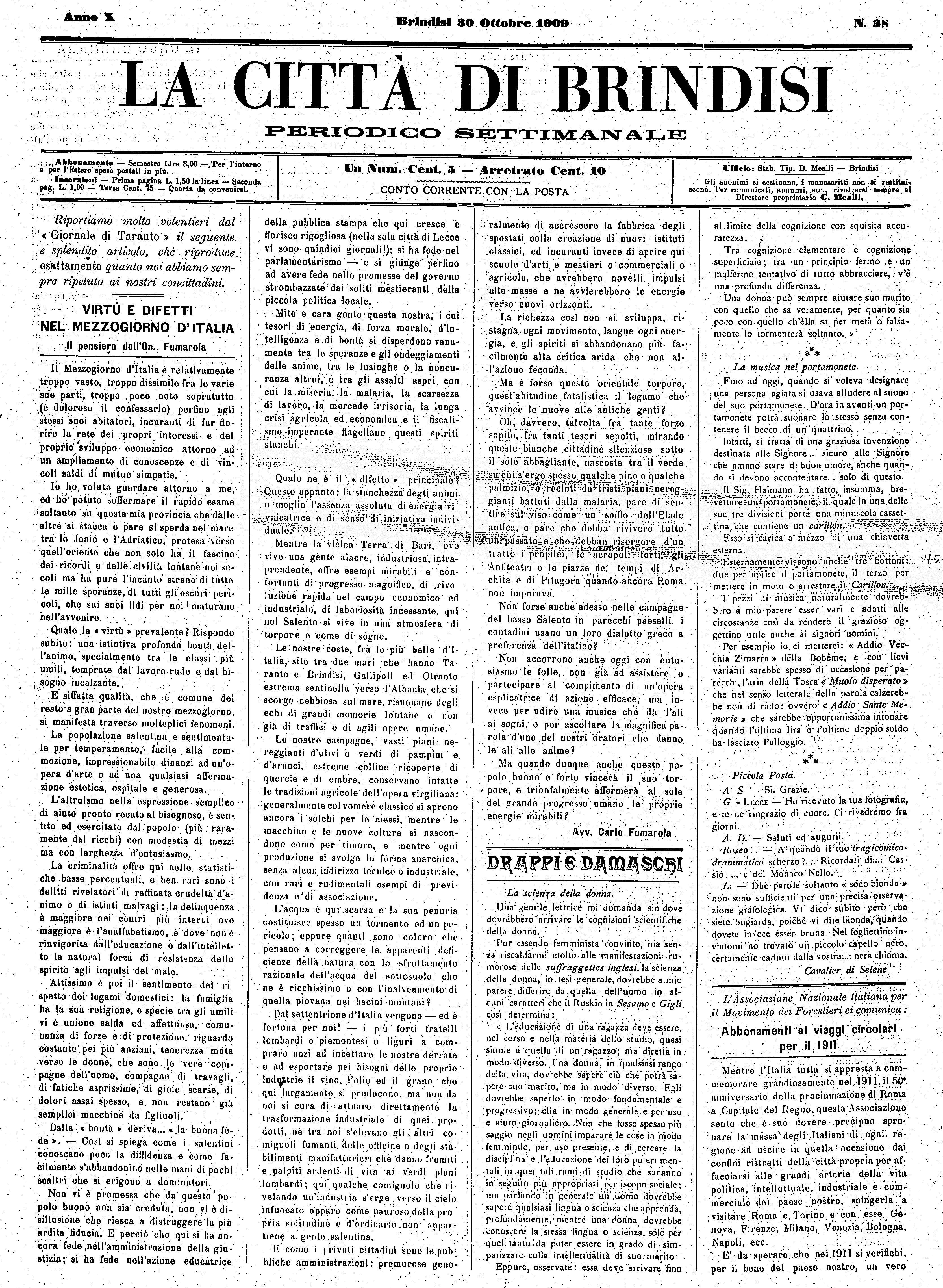 A. 10, n. 38 (30 Ott. 1909)
