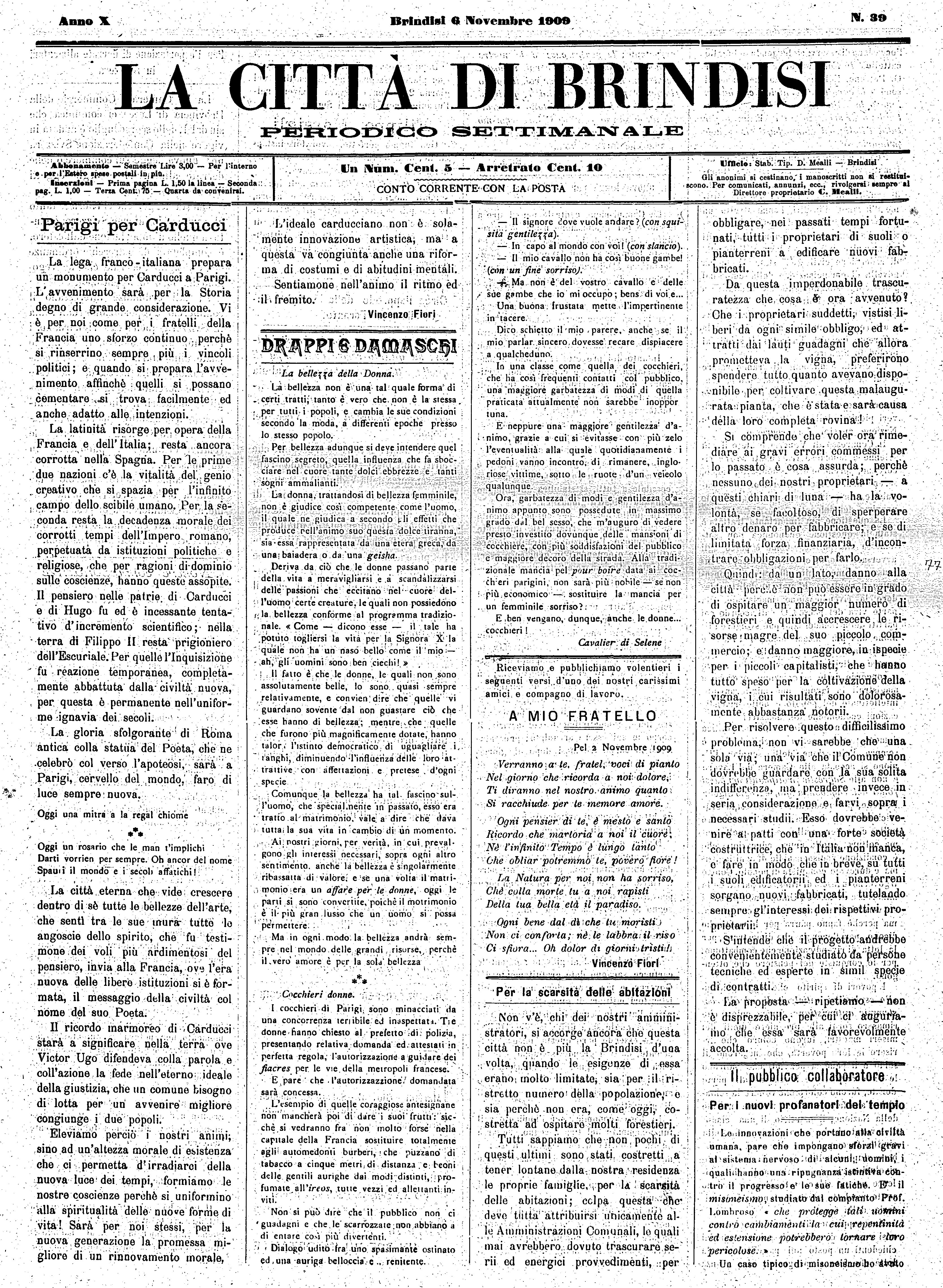 A. 10, n. 39 (06 Nov. 1909)