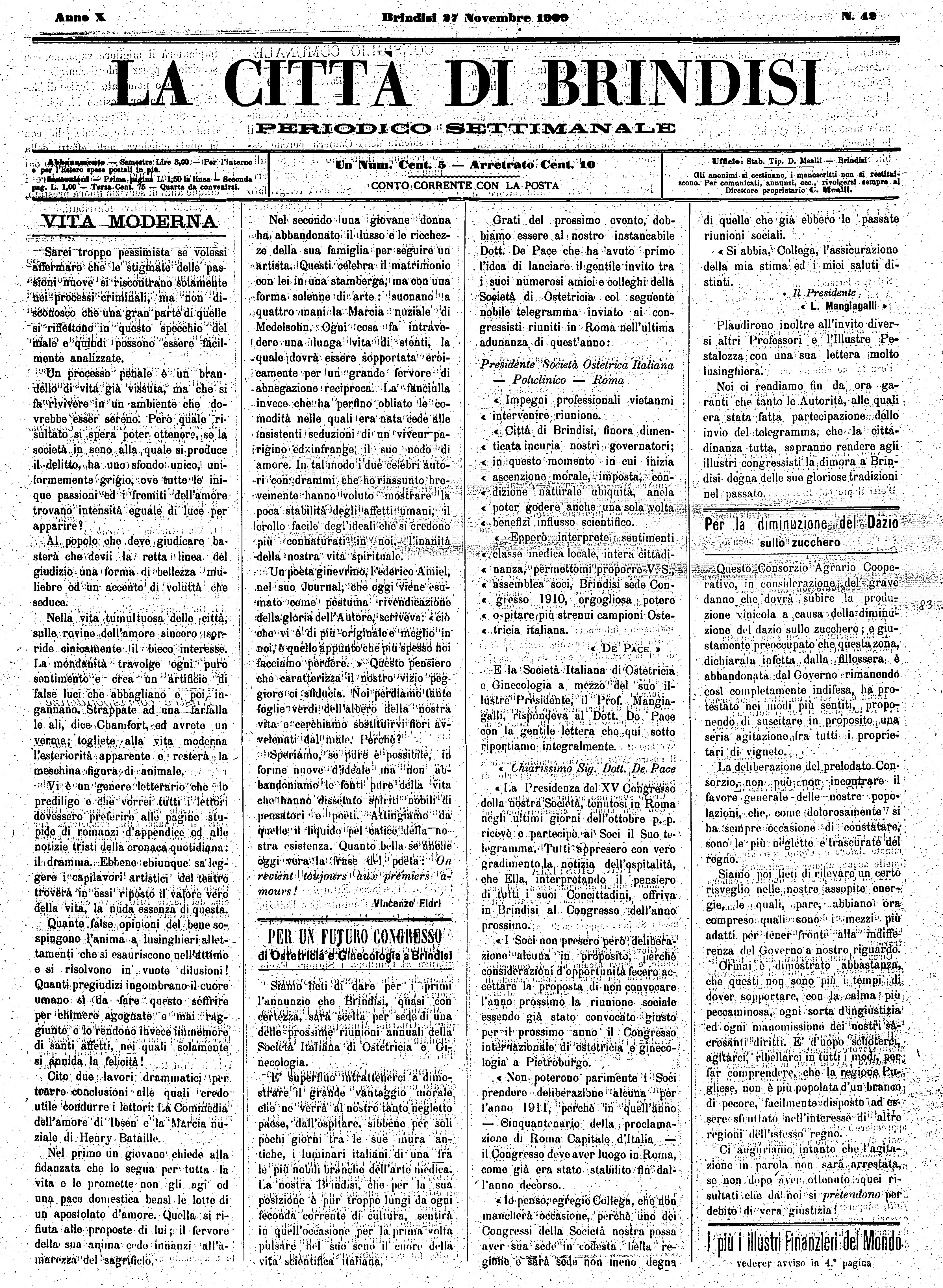 A. 10, n. 42 (27 Nov. 1909)