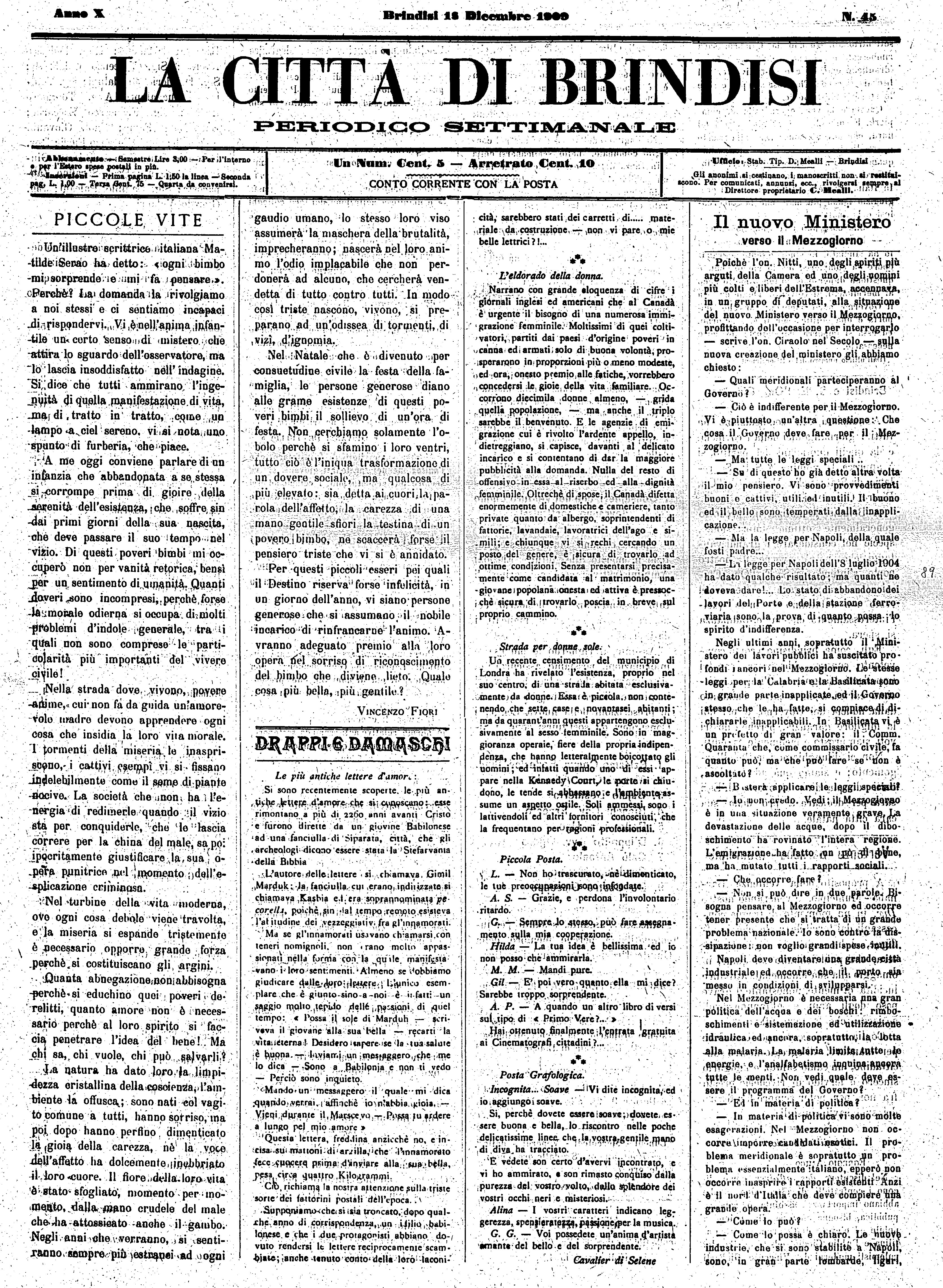 A. 10, n. 45 (18 Dic. 1909)