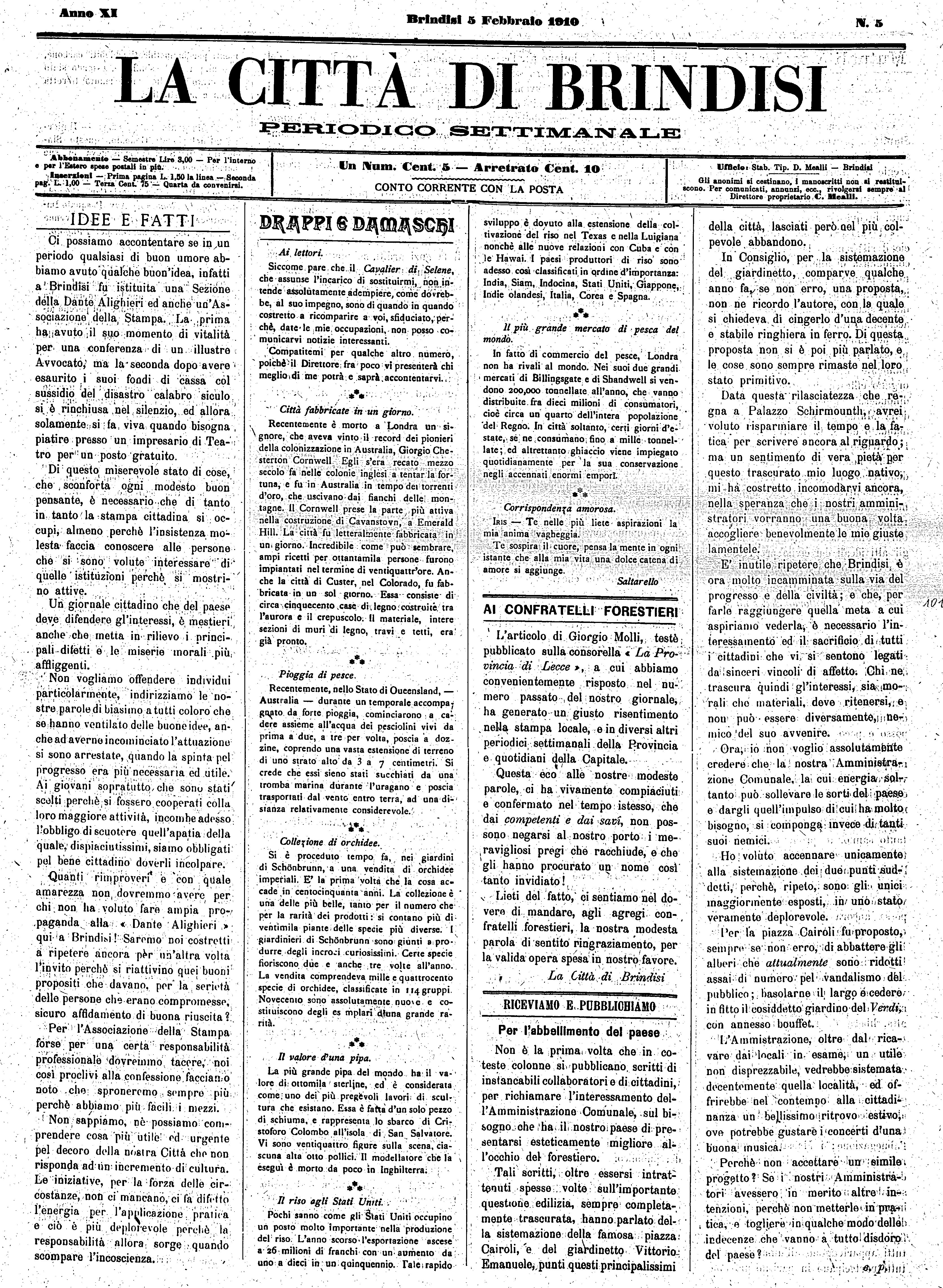 A. 11, n. 05 (05 Febb. 1910)