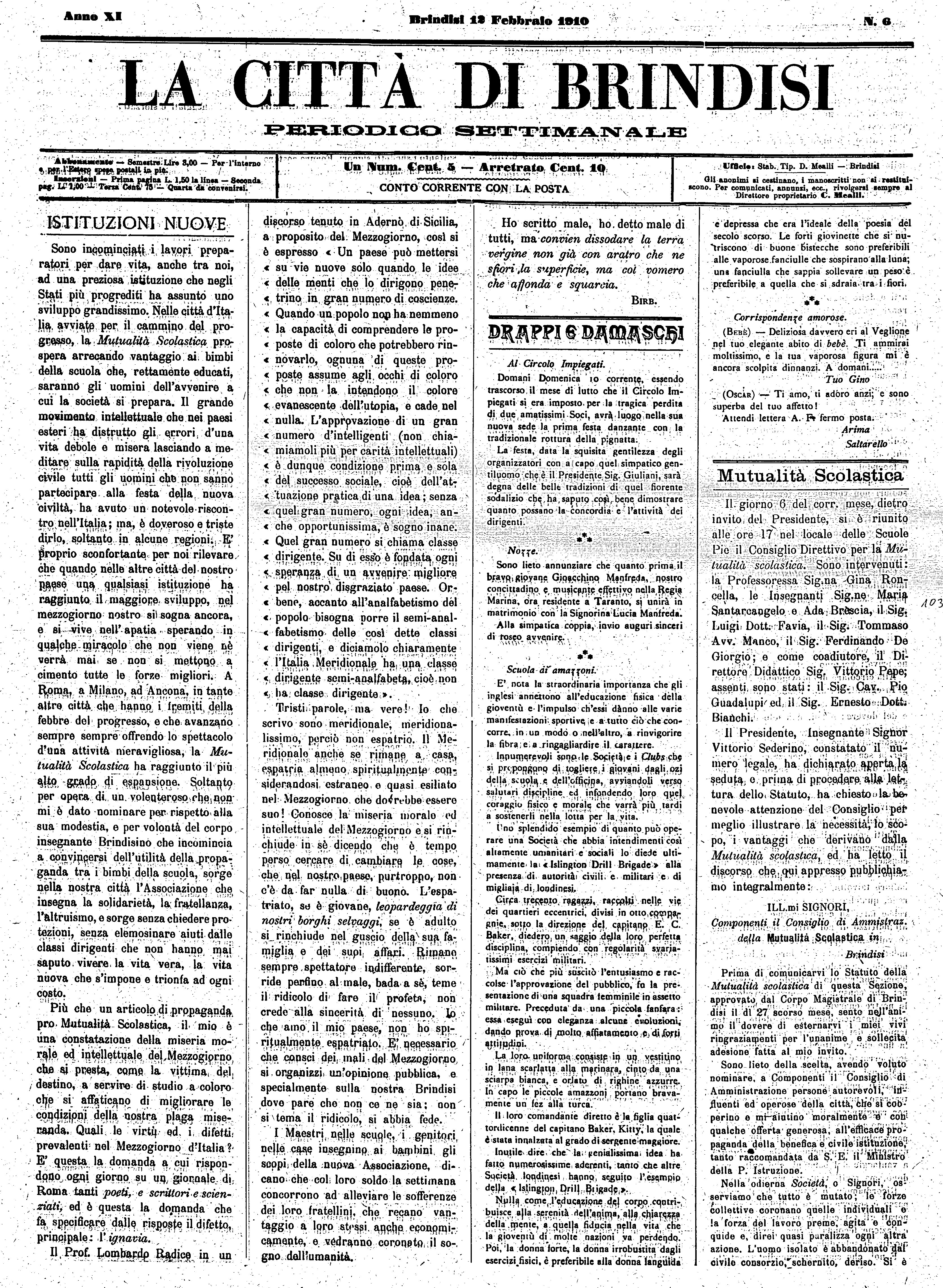 A. 11, n. 06 (12 Febb. 1910)