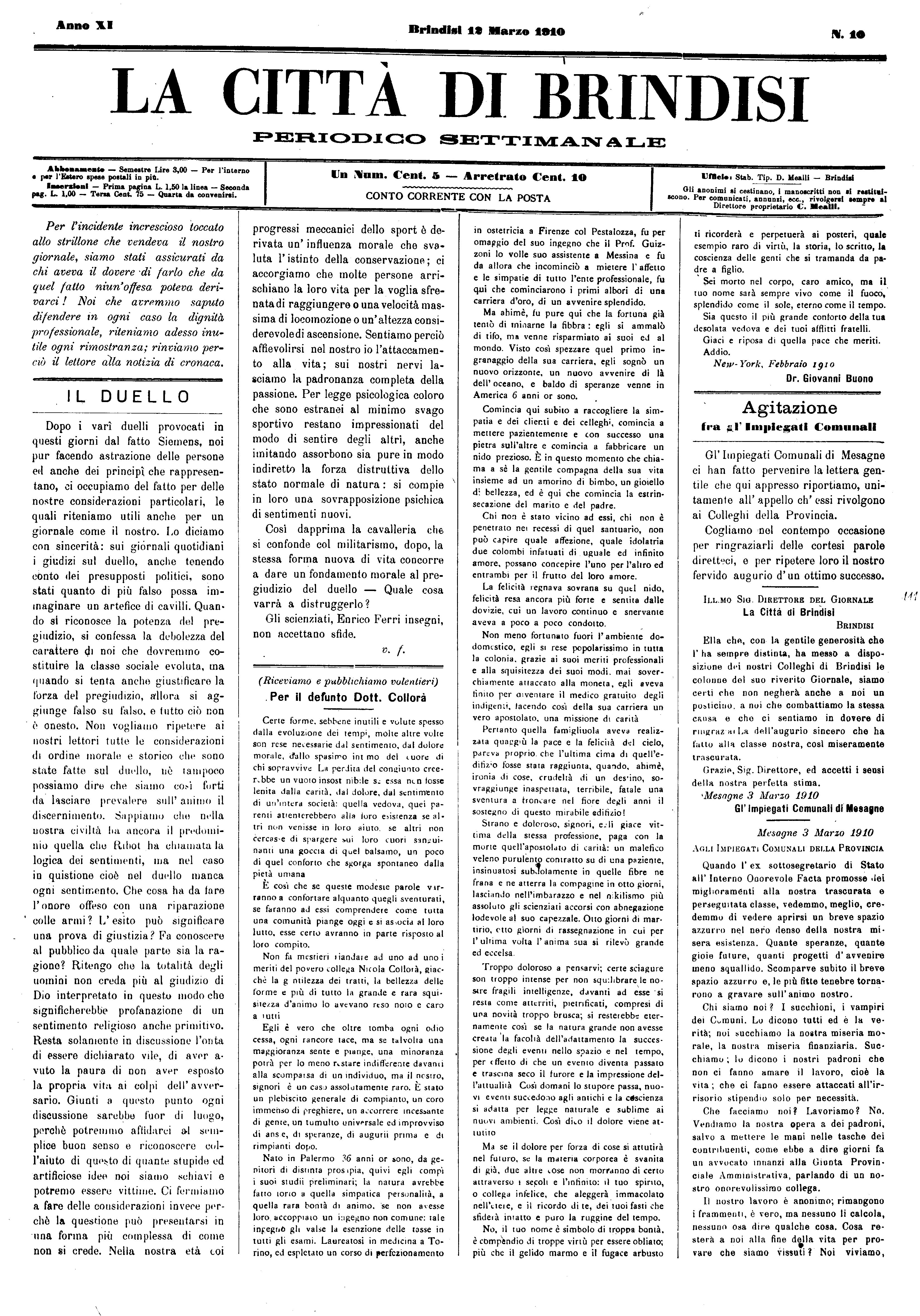 A. 11, n. 10 (12 Mar. 1910)
