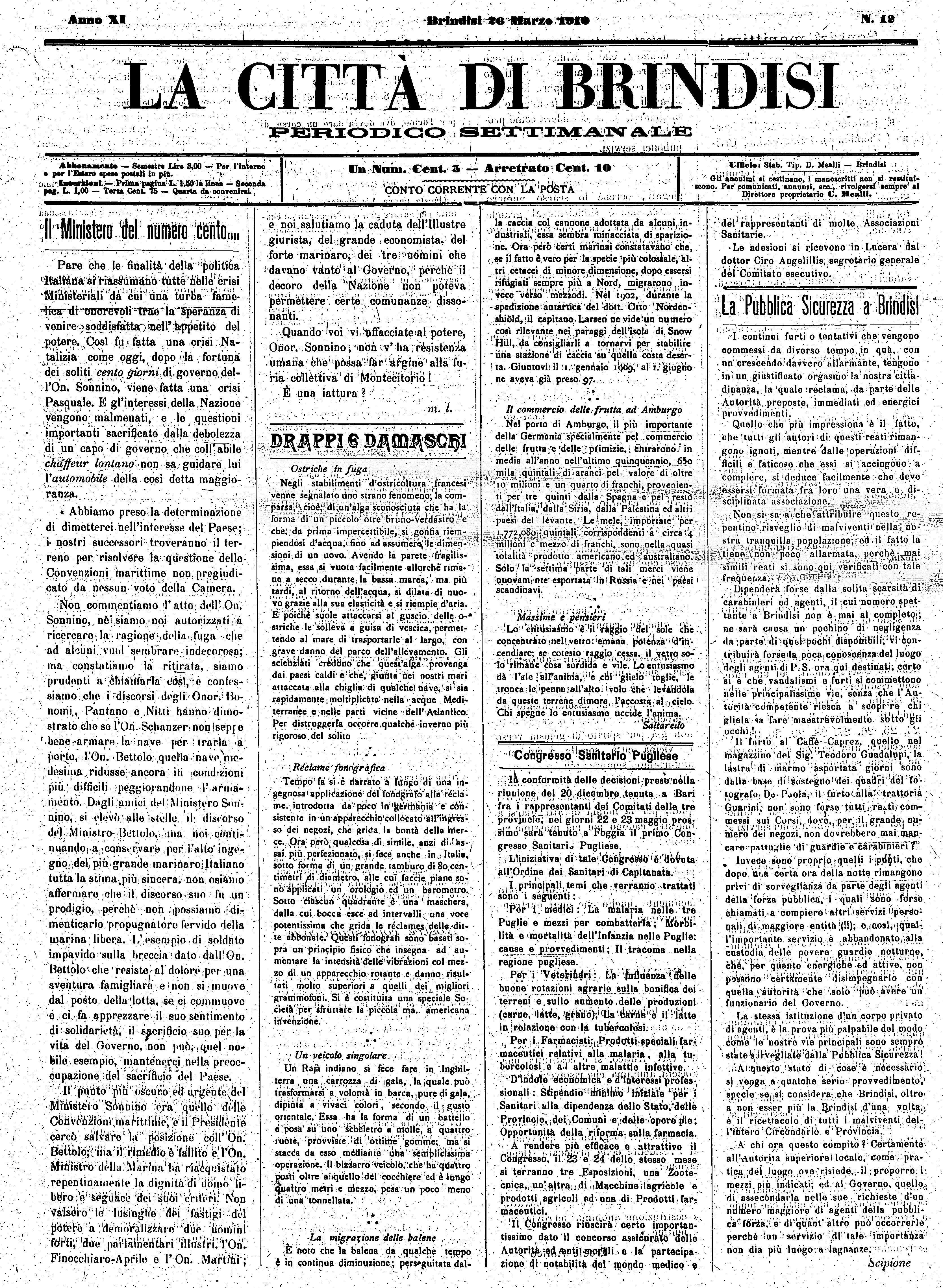 A. 11, n. 12 (26 Mar. 1910)