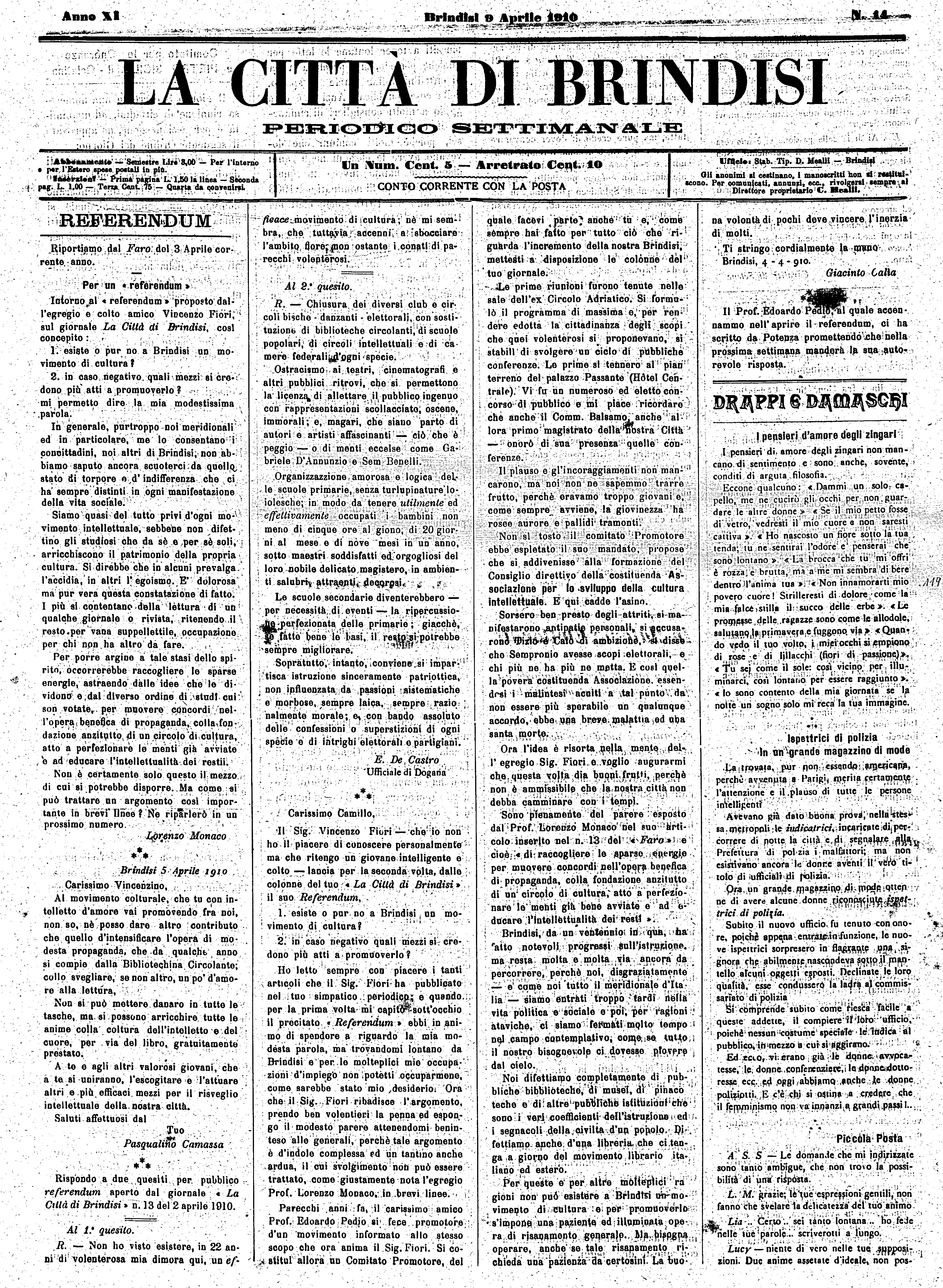 A. 11, n. 14 (09 Apr. 1910)